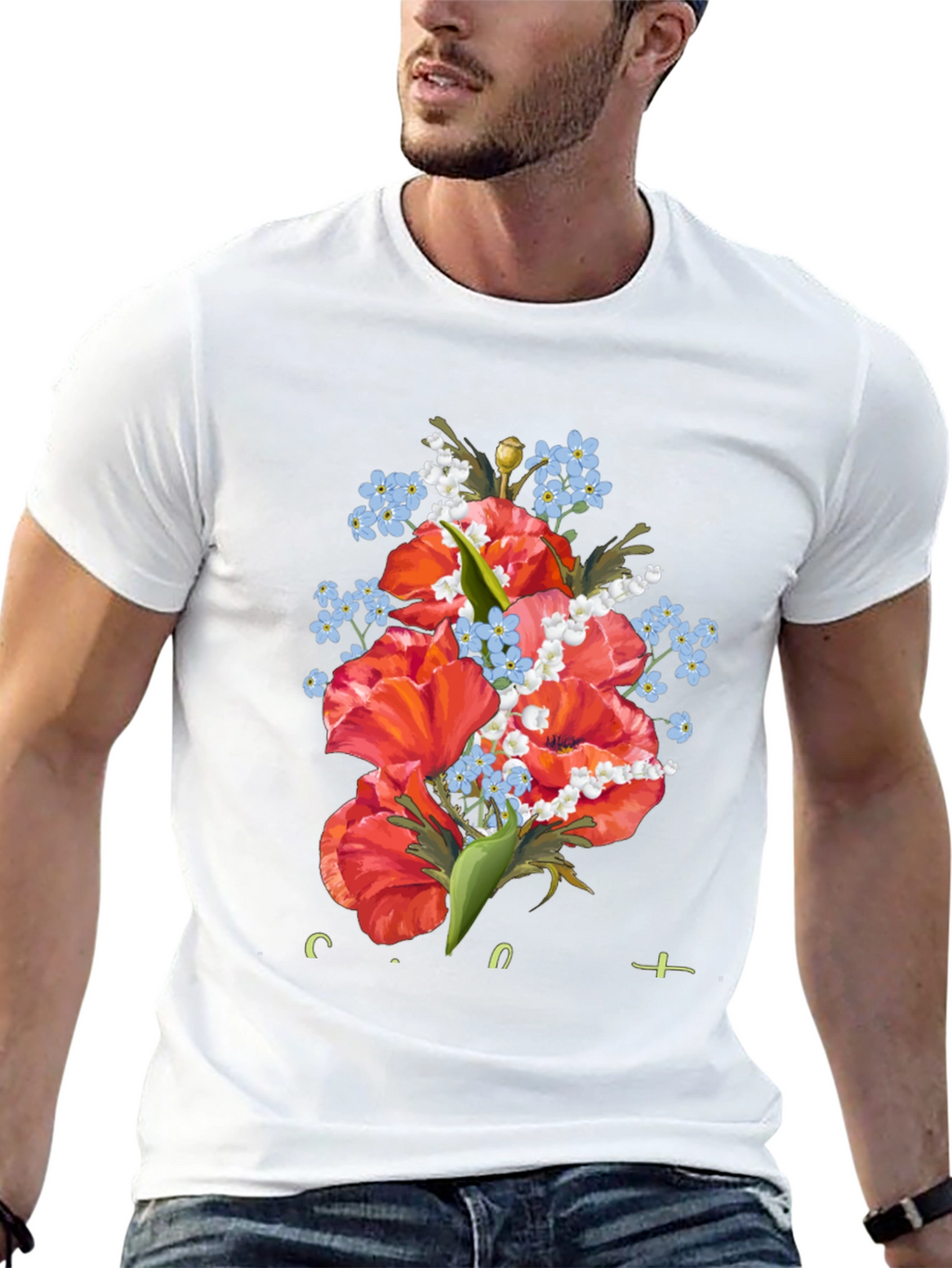 Floral Bouquet Graphic Black T-Shirt