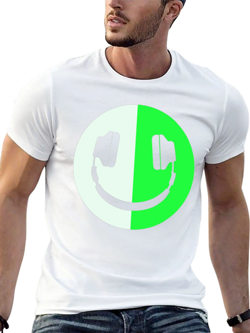 Headphone Smiley Face Graphic Tee