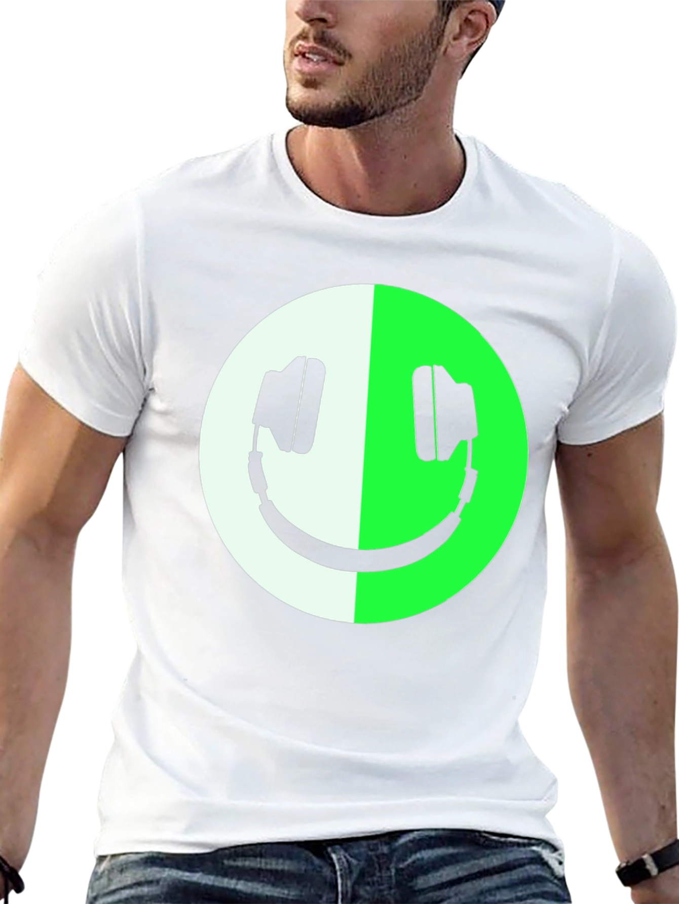 Headphone Smiley Face Graphic Tee