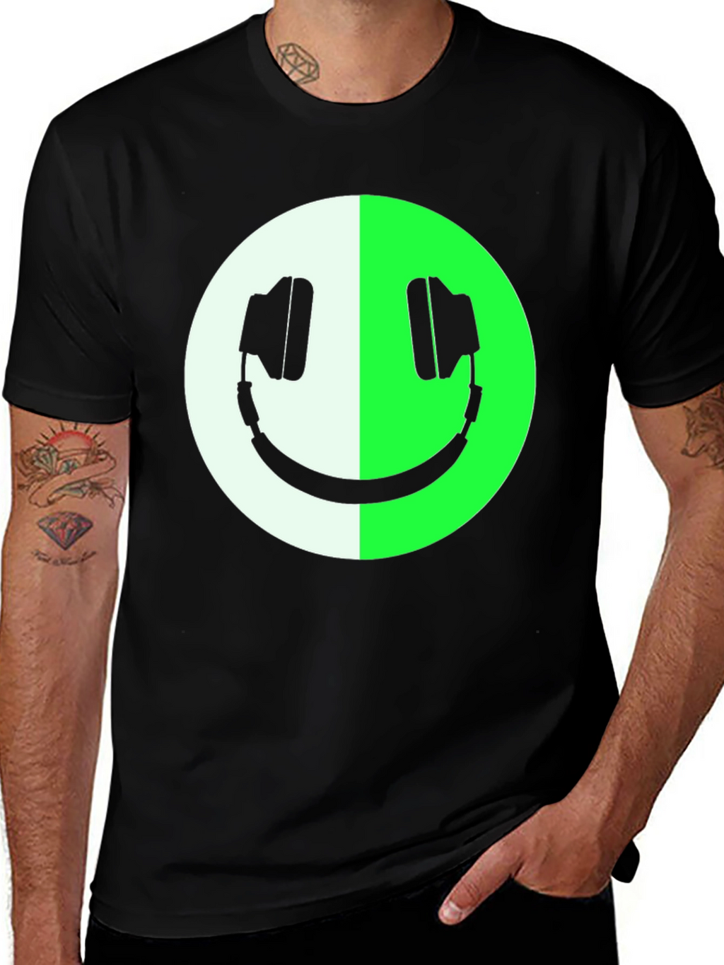 Headphone Smiley Face Graphic Tee