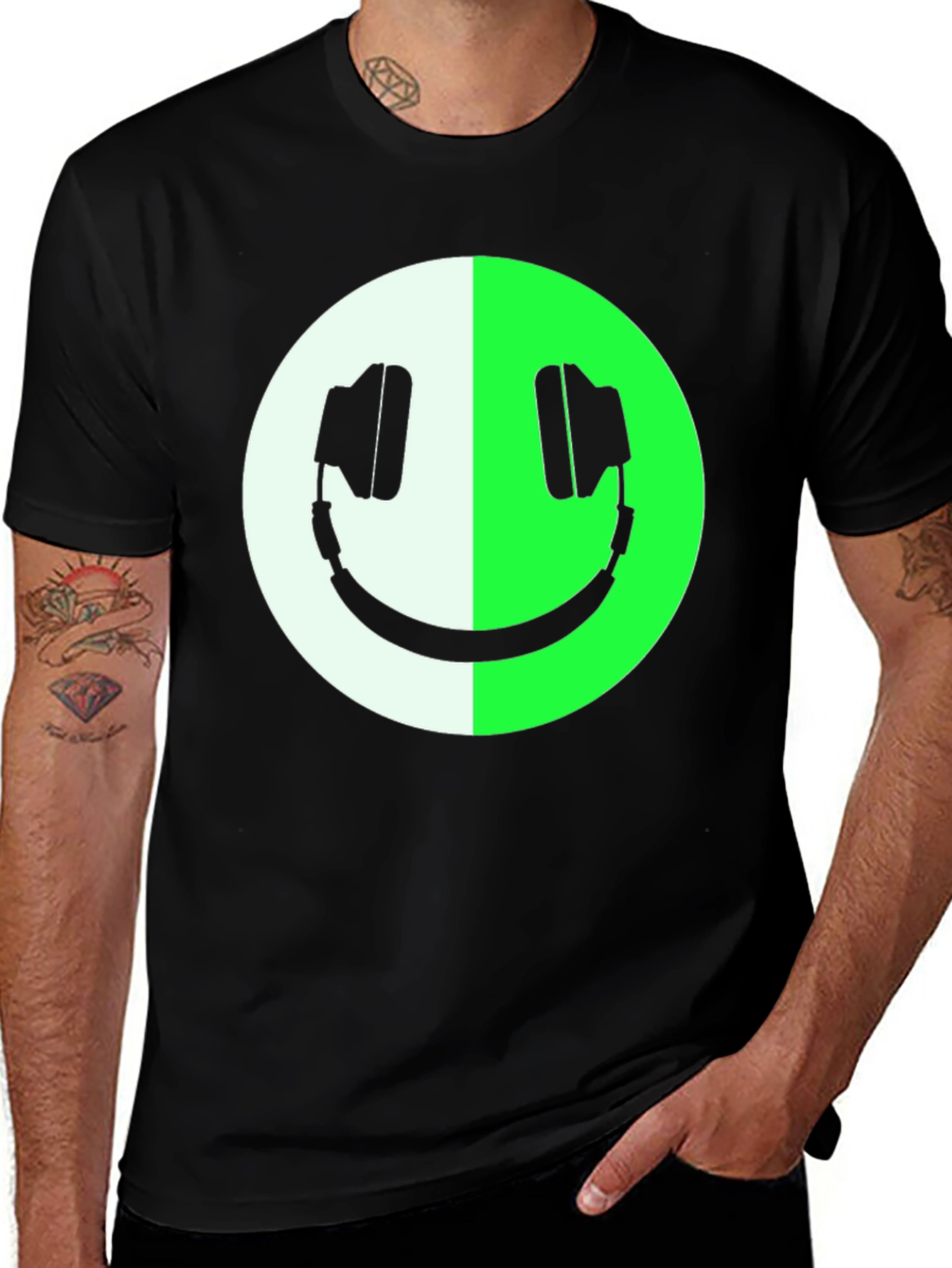 Headphone Smiley Face Graphic Tee