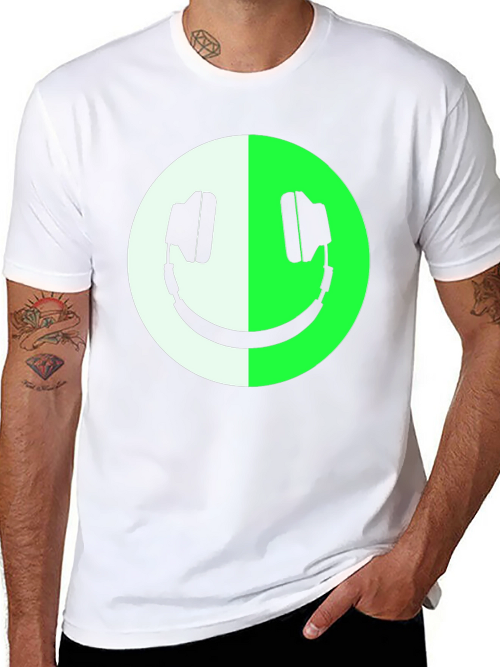Headphone Smiley Face Graphic Tee