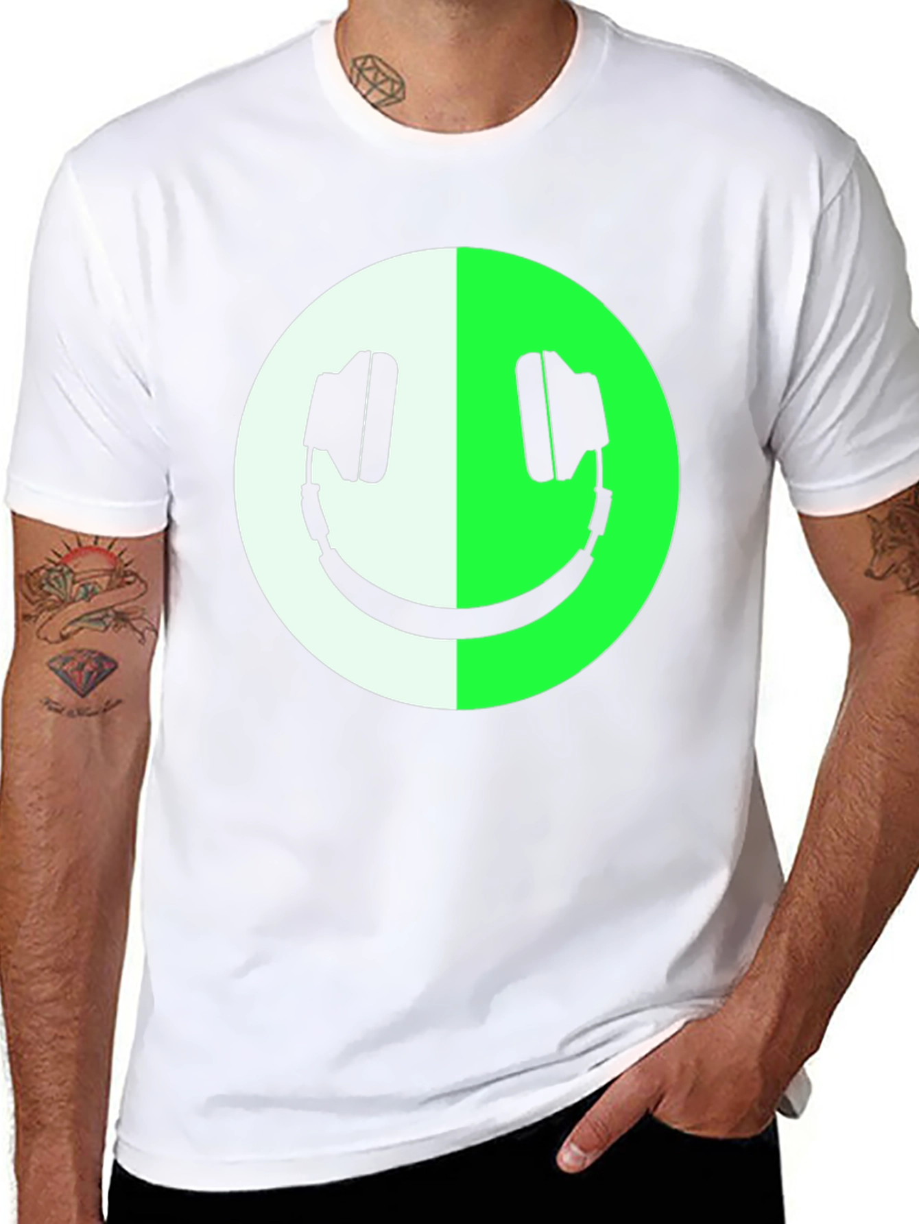 Headphone Smiley Face Graphic Tee
