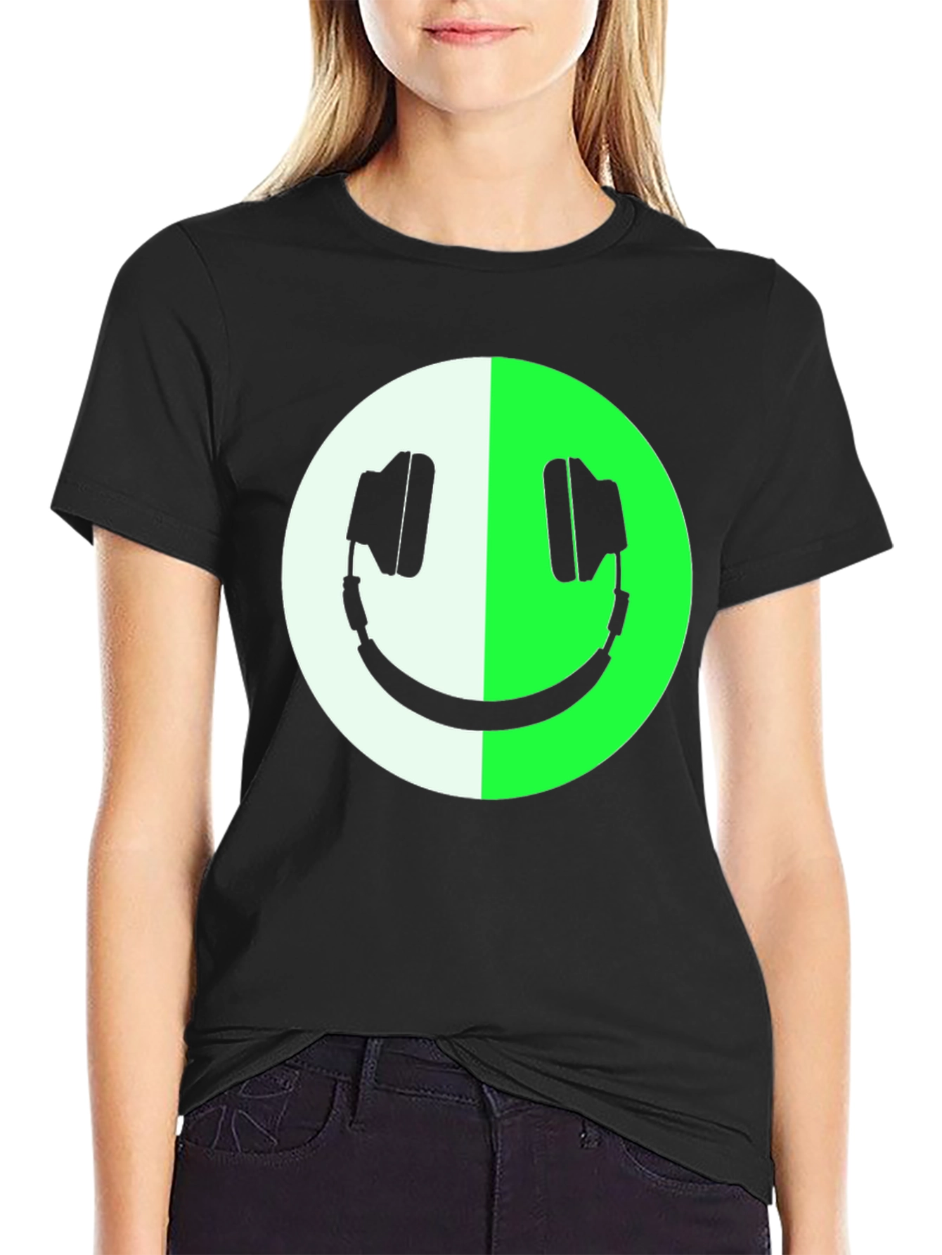 Headphone Smiley Face Graphic Tee