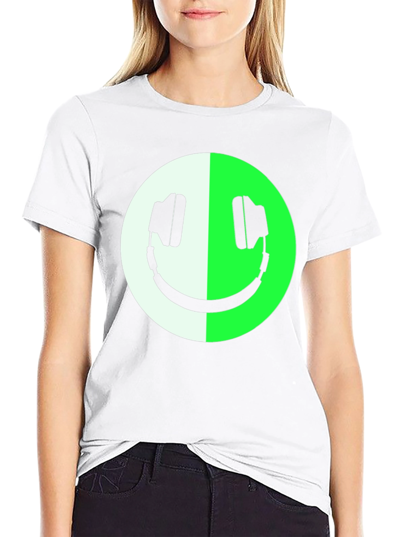 Headphone Smiley Face Graphic Tee