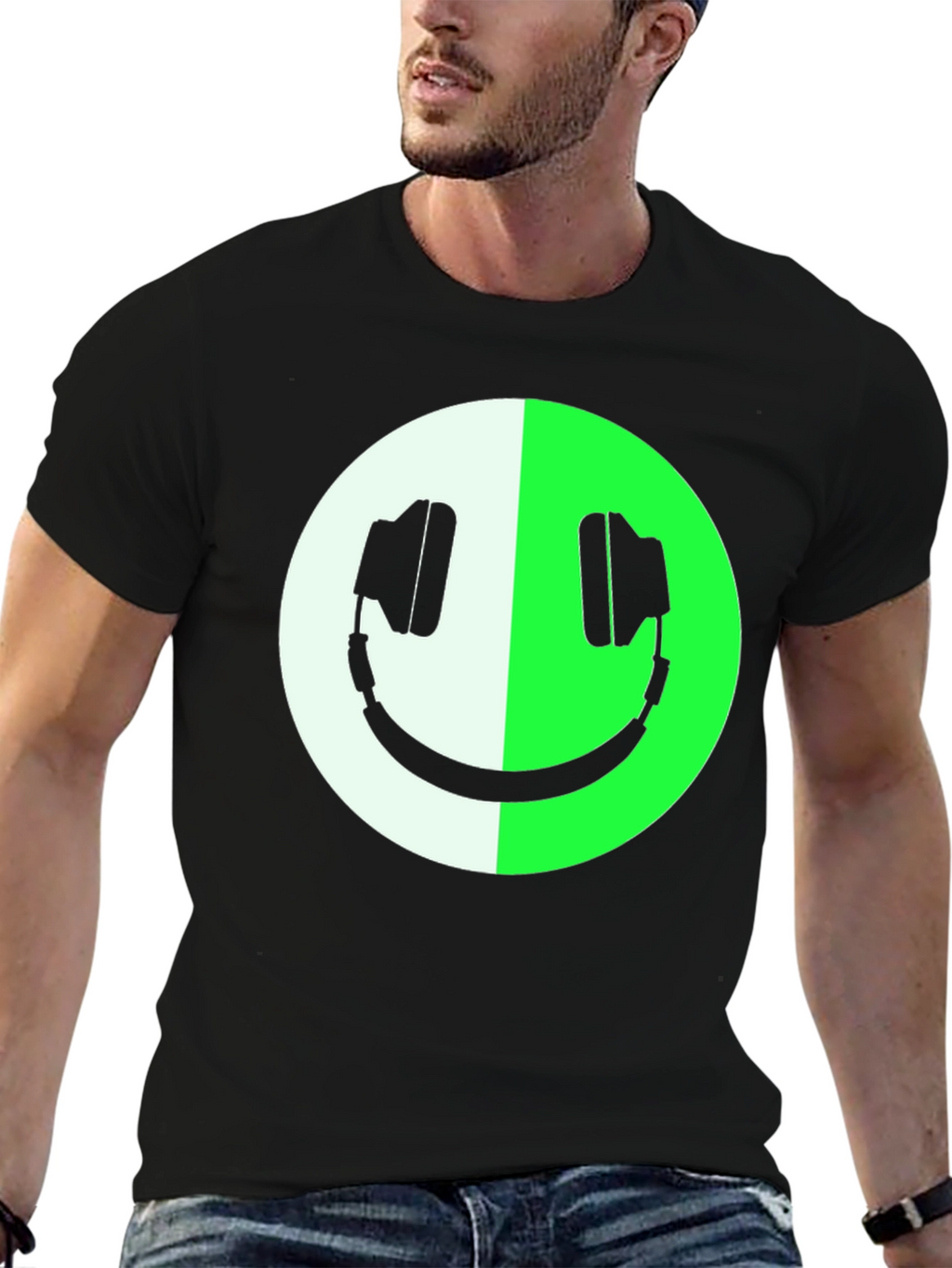 Headphone Smiley Face Graphic Tee