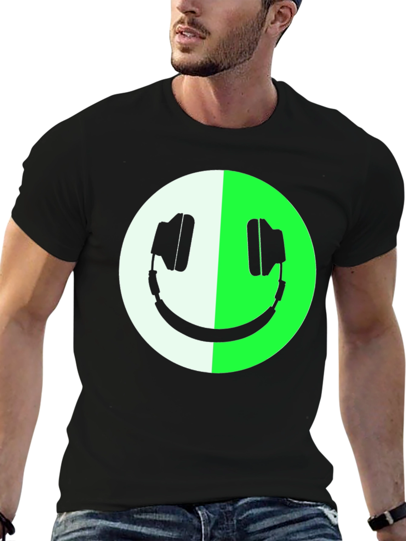 Headphone Smiley Face Graphic Tee