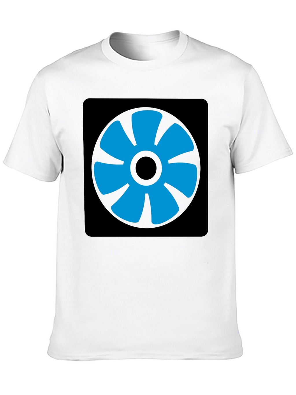 Blue Fan Graphic Black T-Shirt