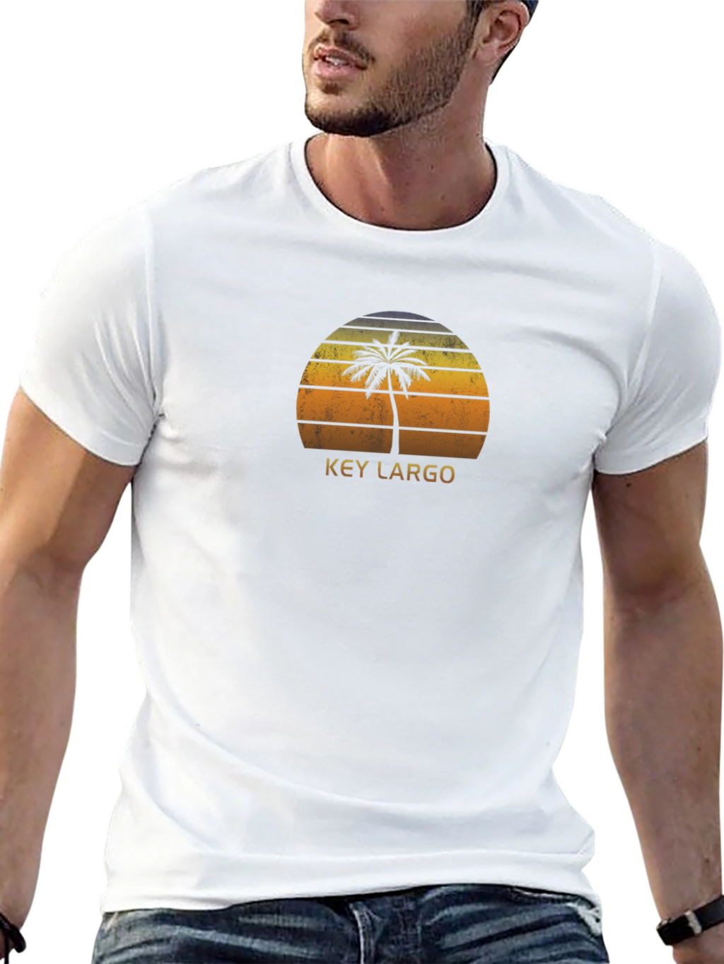 Key Largo Retro Palm Tree Graphic T-Shirt