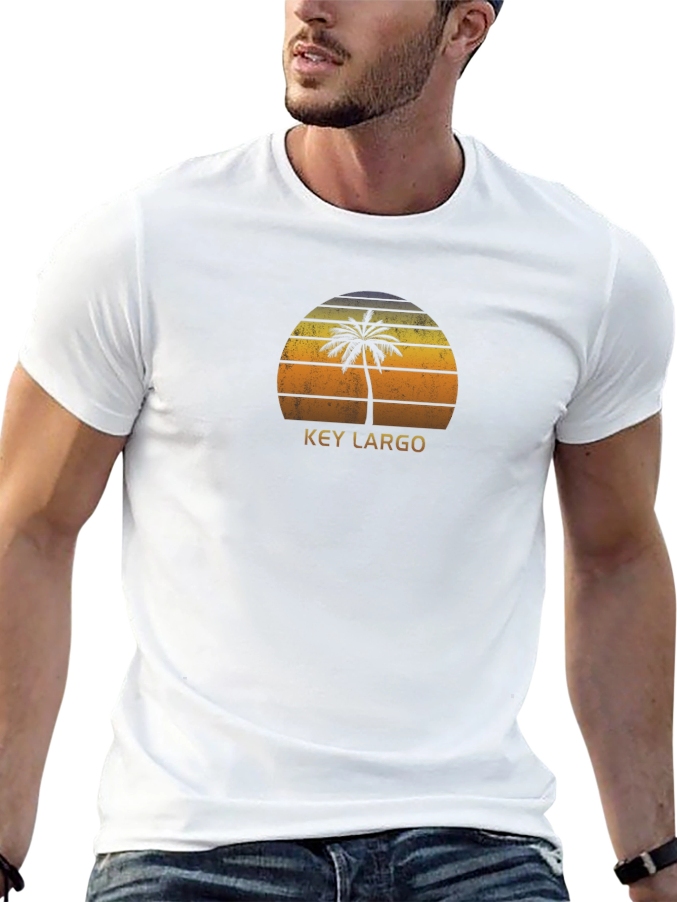 Key Largo Retro Palm Tree Graphic T-Shirt