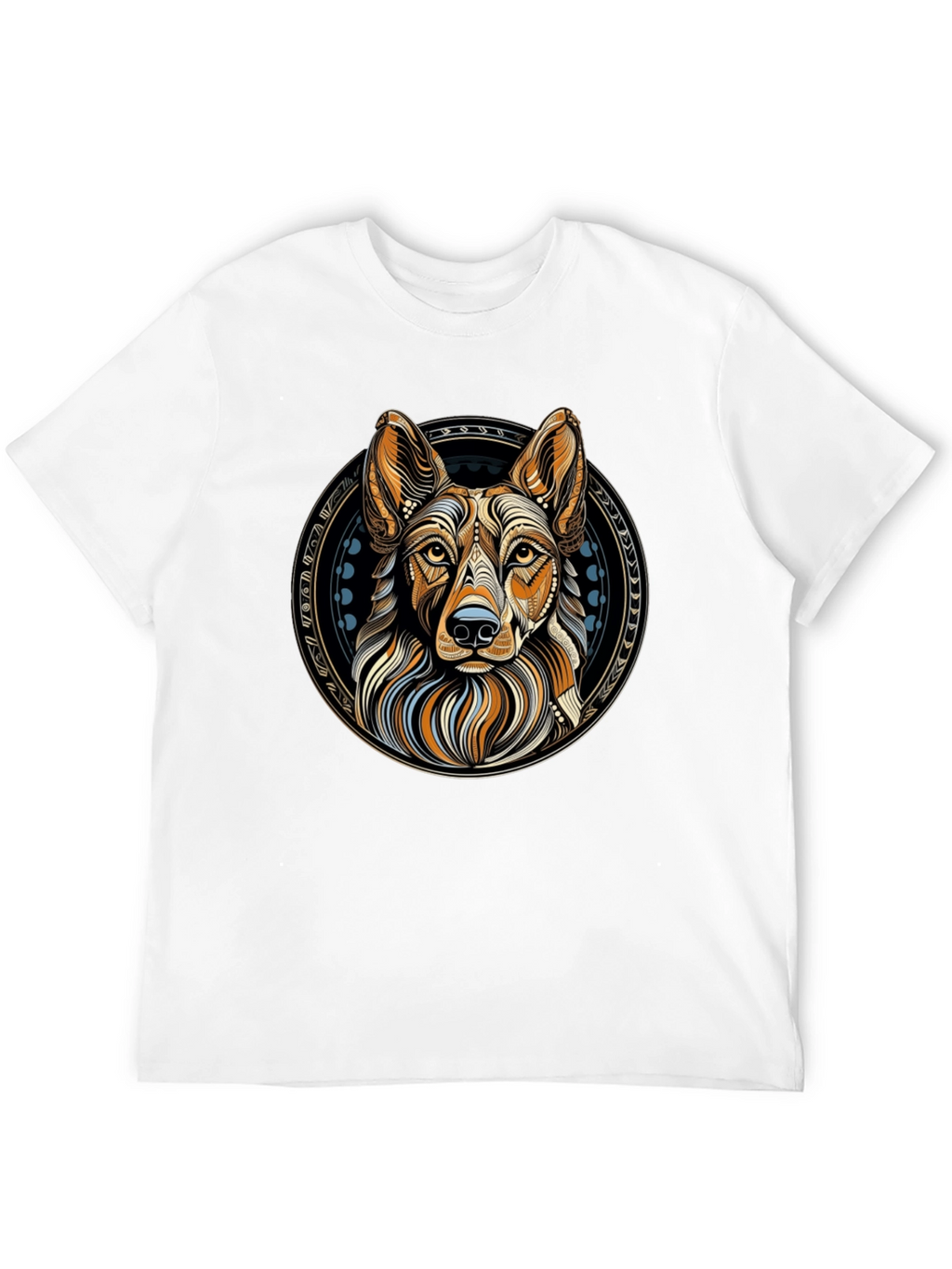 Geometric Dog Graphic Tee - Artistic Canine Design