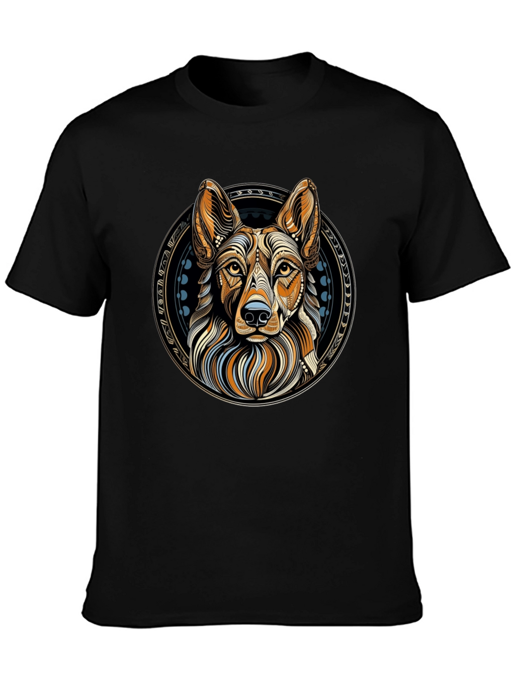 Geometric Dog Graphic Tee - Artistic Canine Design