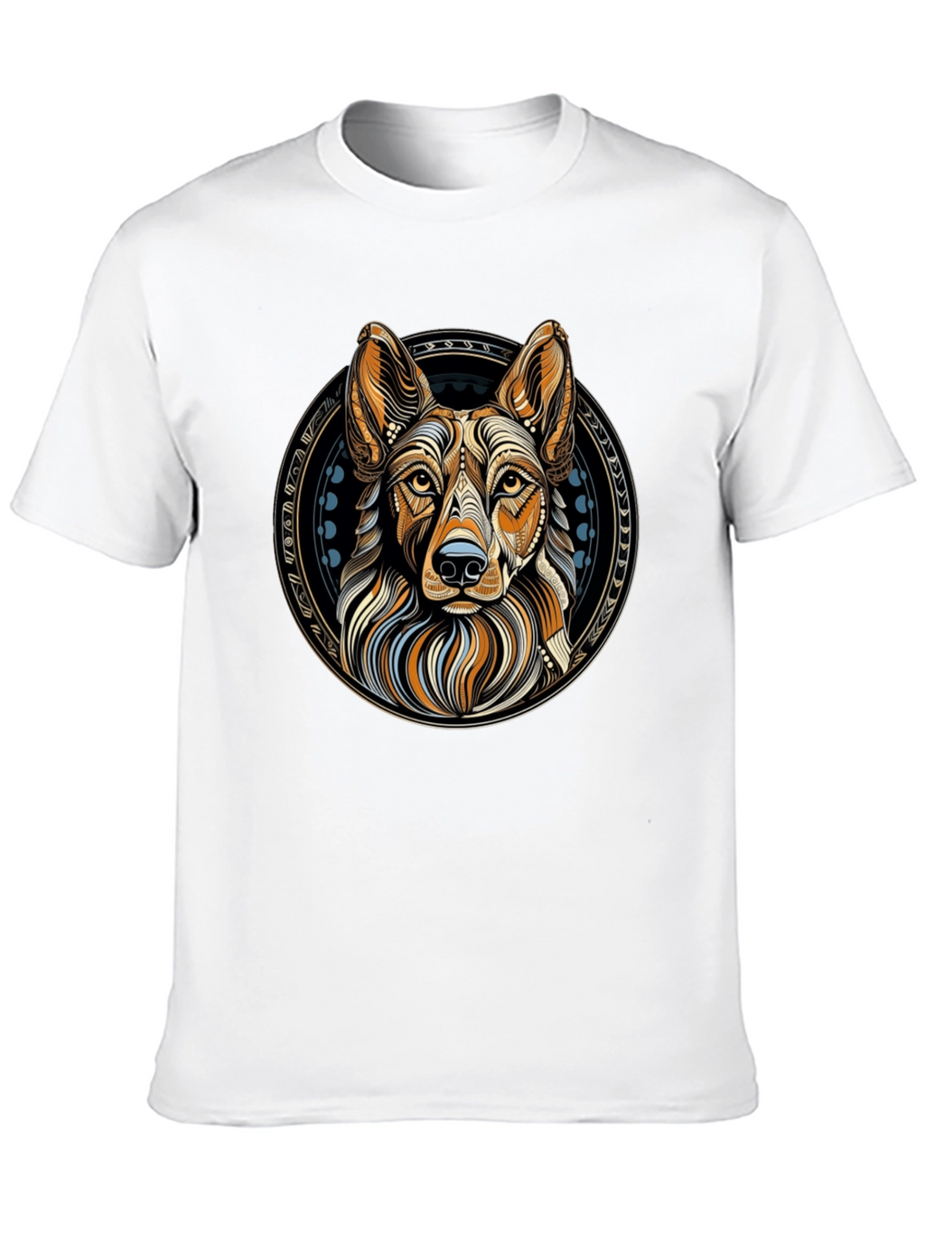 Geometric Dog Graphic Tee - Artistic Canine Design