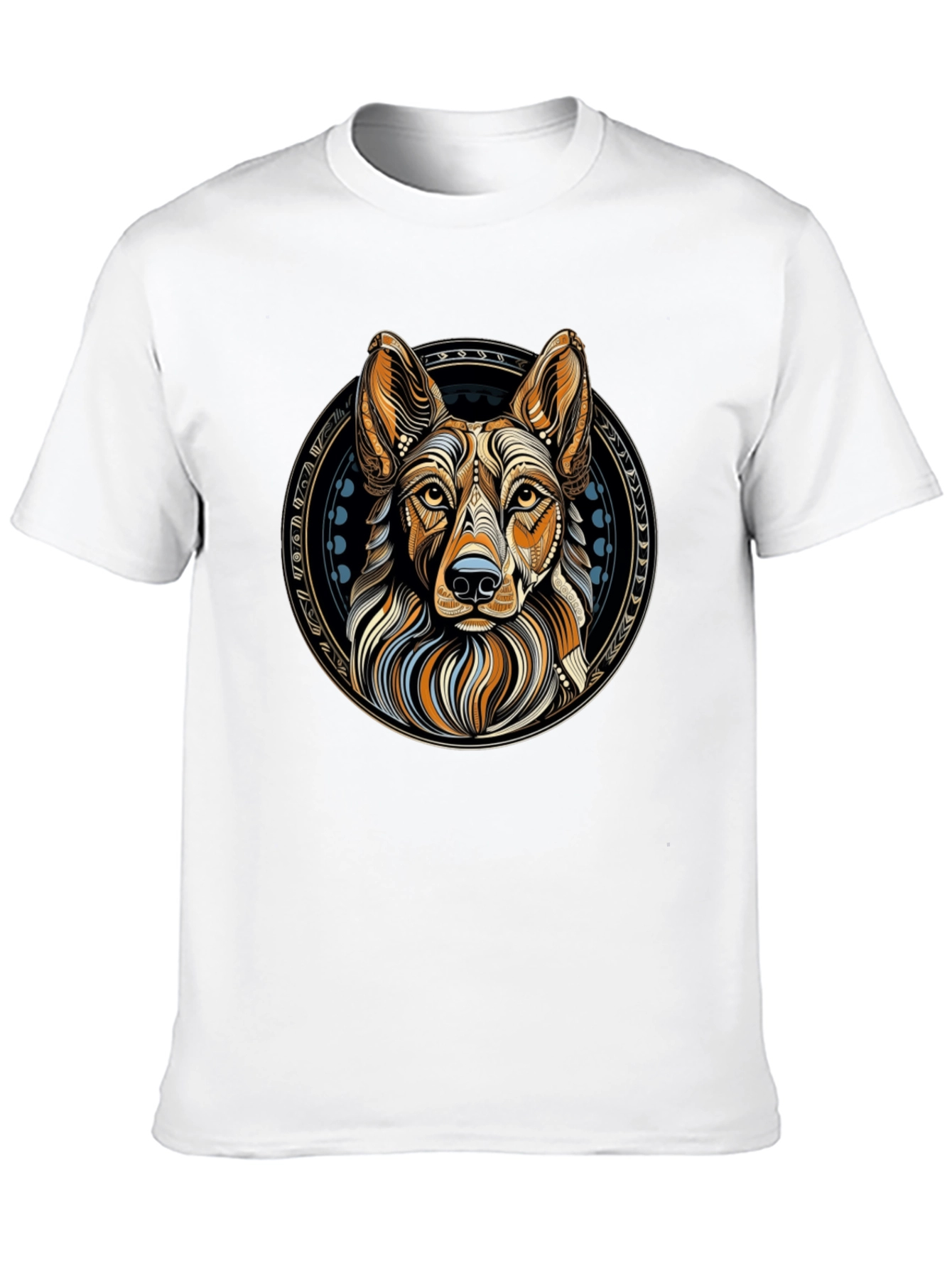 Geometric Dog Graphic Tee - Artistic Canine Design