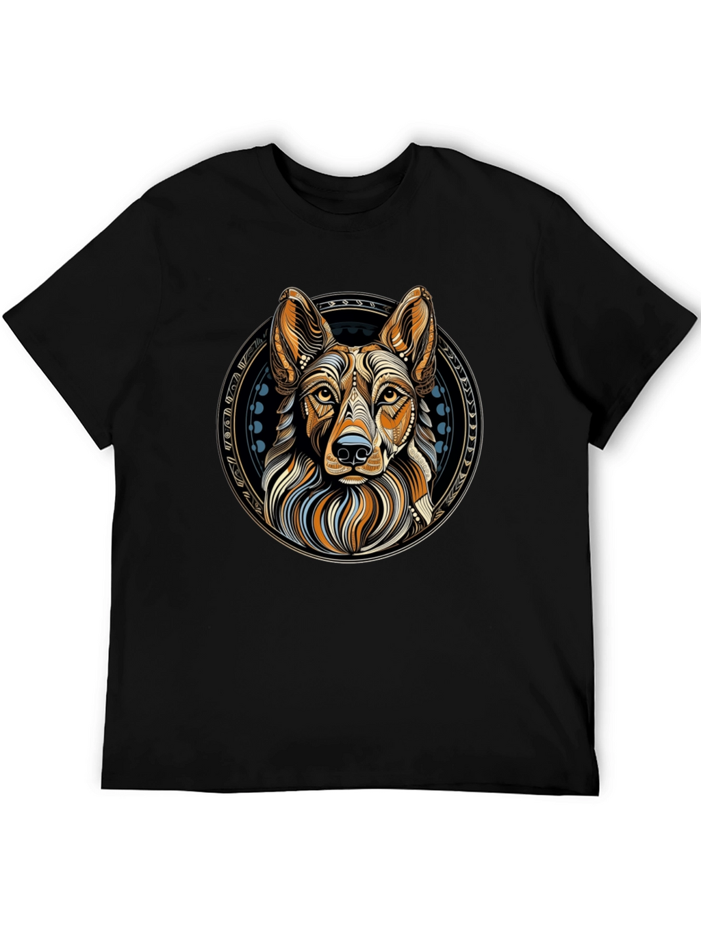 Geometric Dog Graphic Tee - Artistic Canine Design