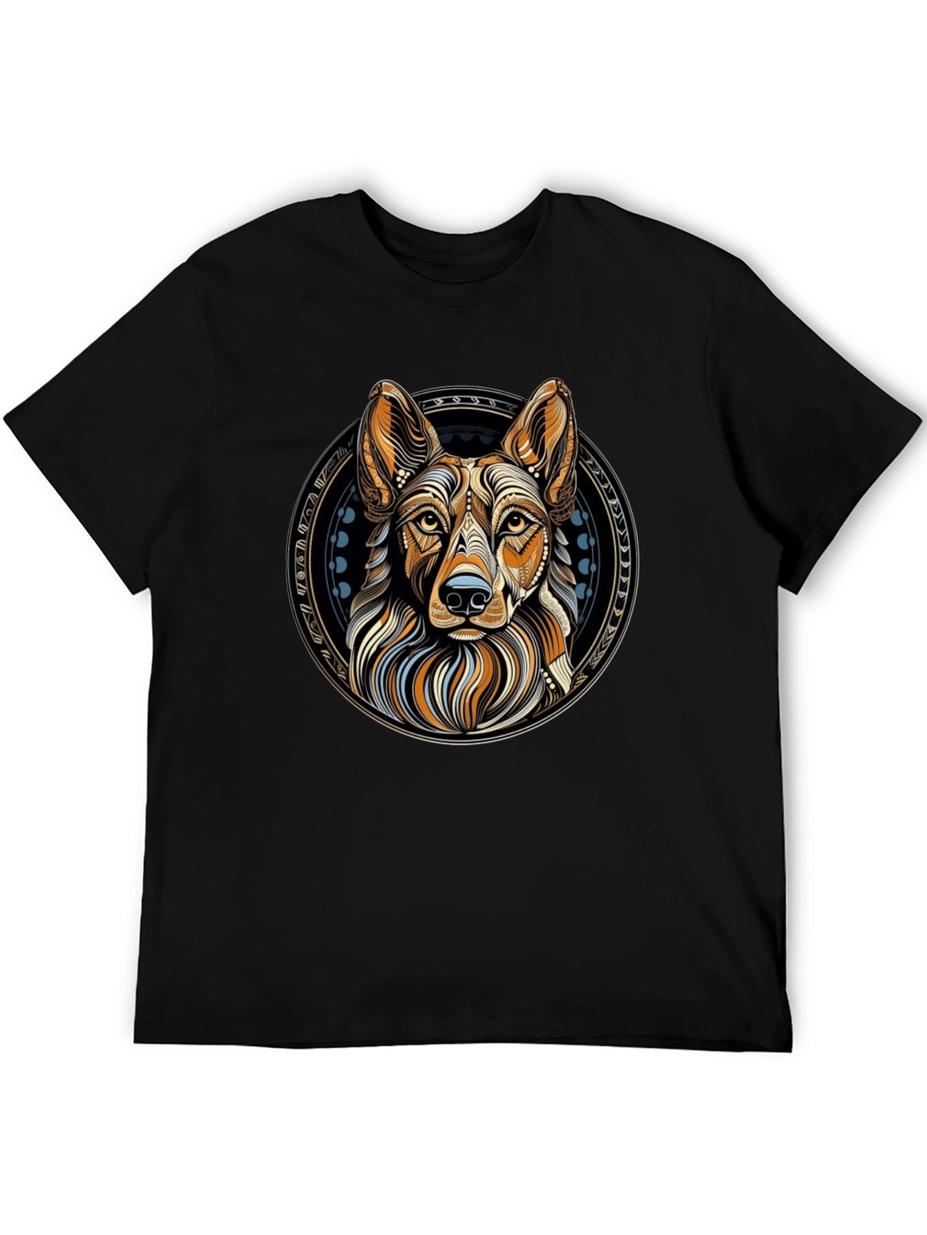 Geometric Dog Graphic Tee - Artistic Canine Design