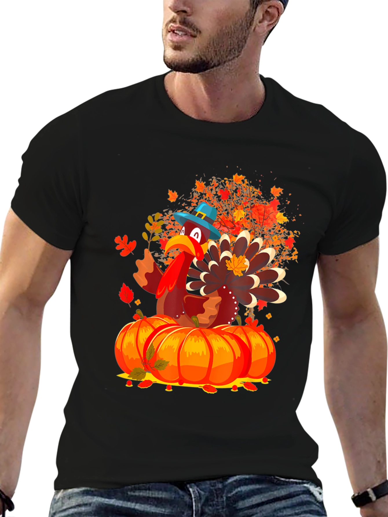 Thanksgiving Turkey on Pumpkins T-Shirt
