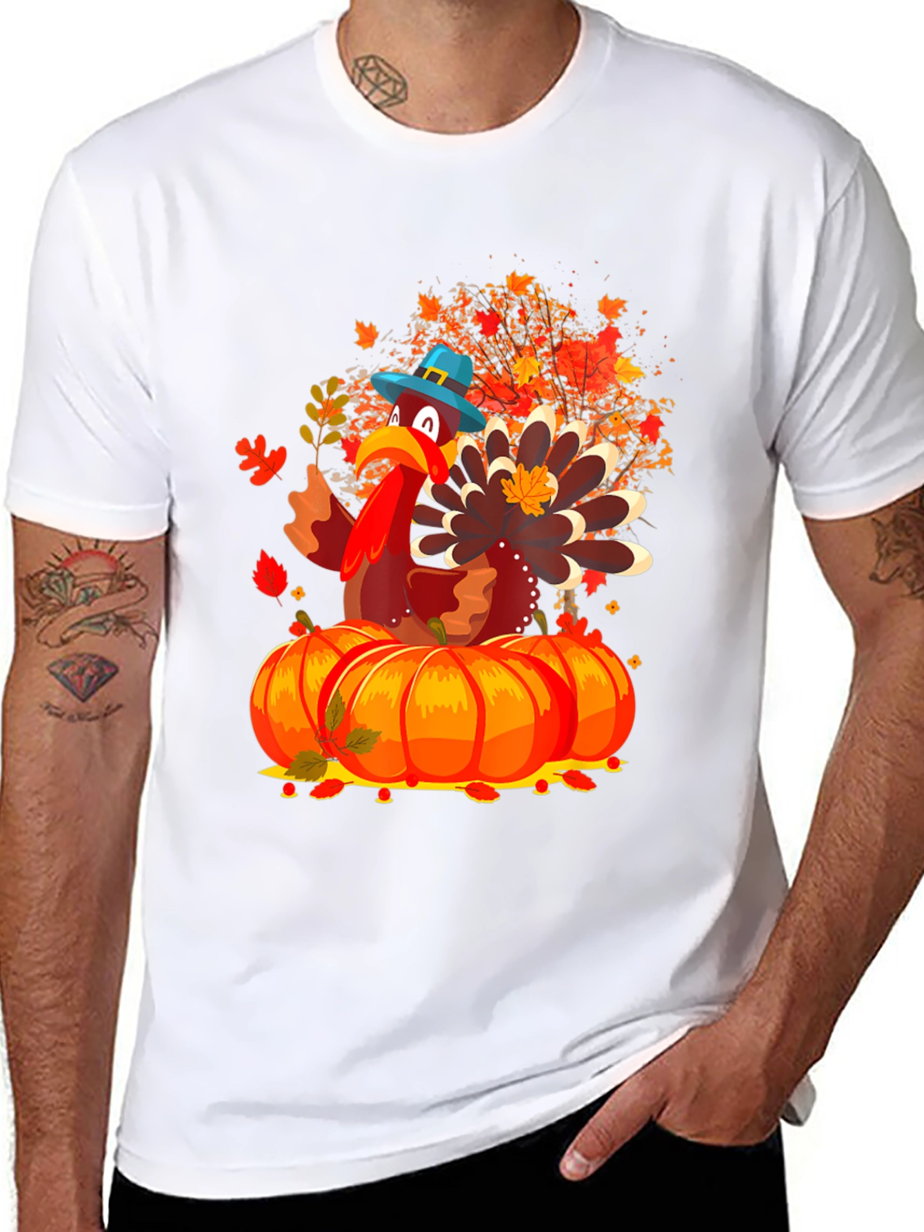 Thanksgiving Turkey on Pumpkins T-Shirt