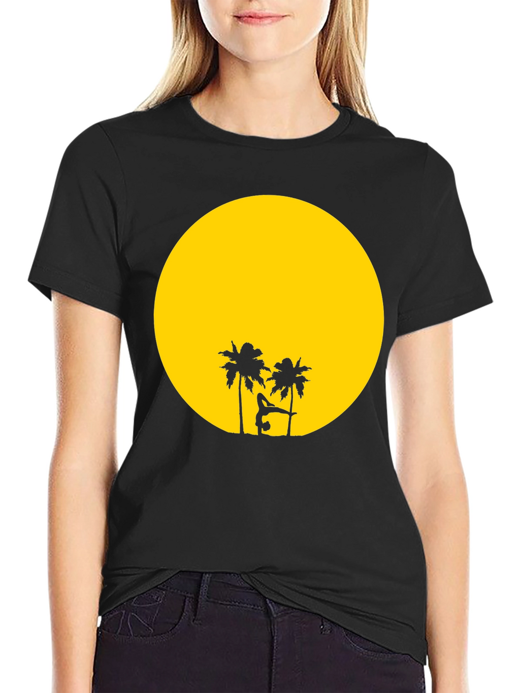 Sunset Yoga Black T-Shirt
