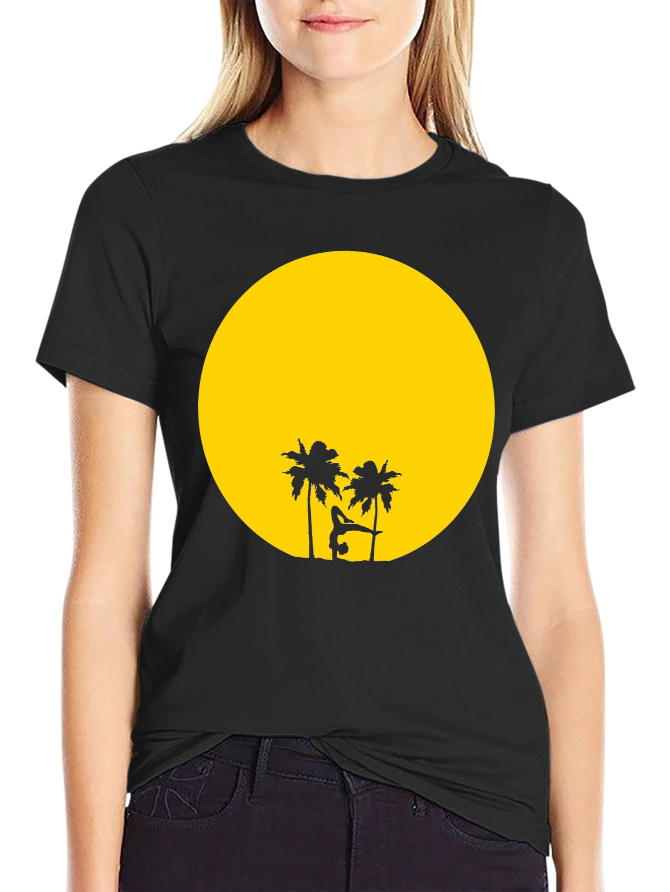 Sunset Yoga Black T-Shirt