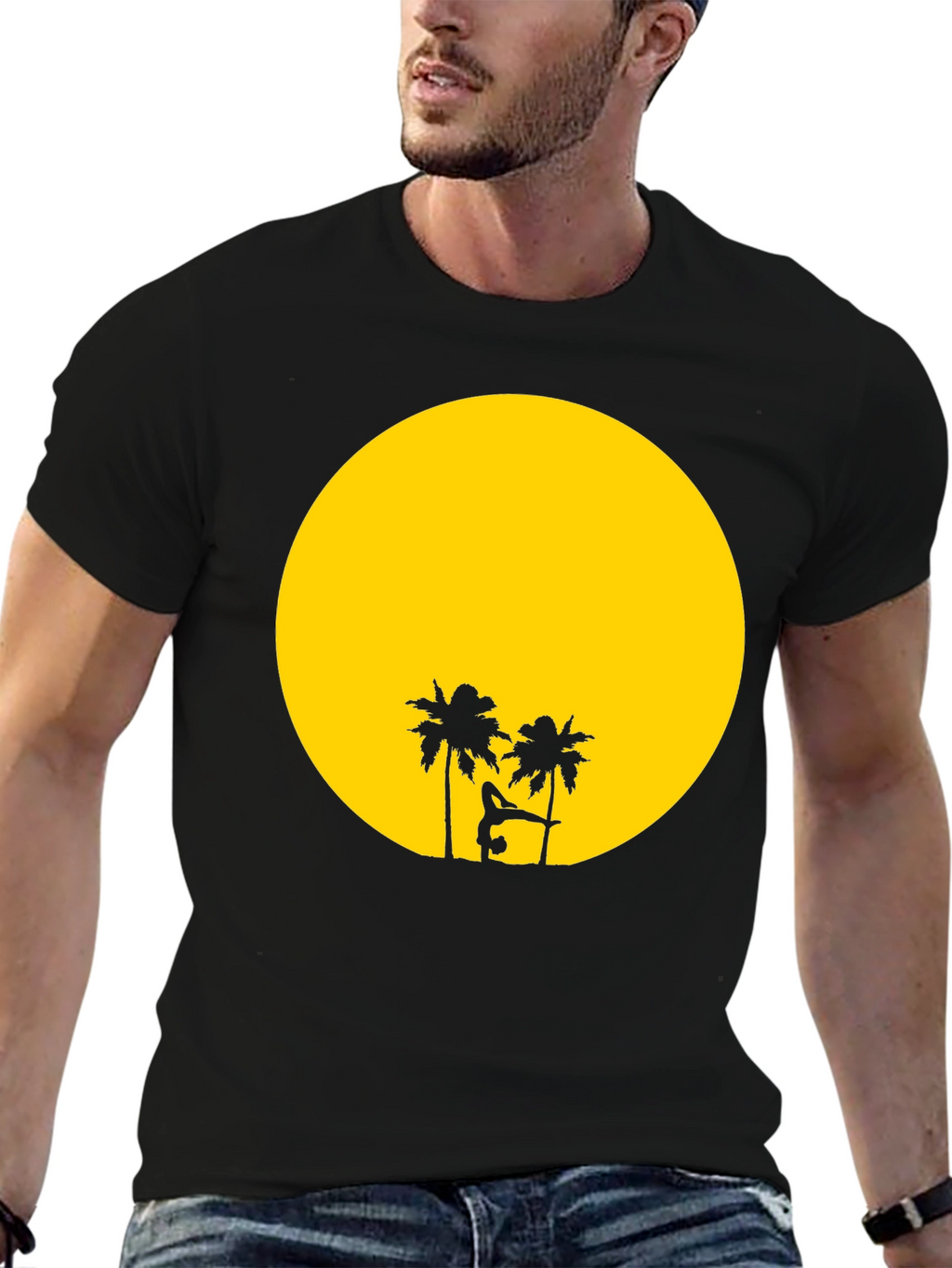Sunset Yoga Black T-Shirt