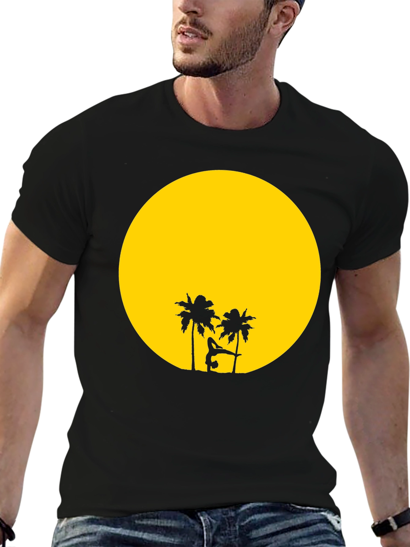 Sunset Yoga Black T-Shirt