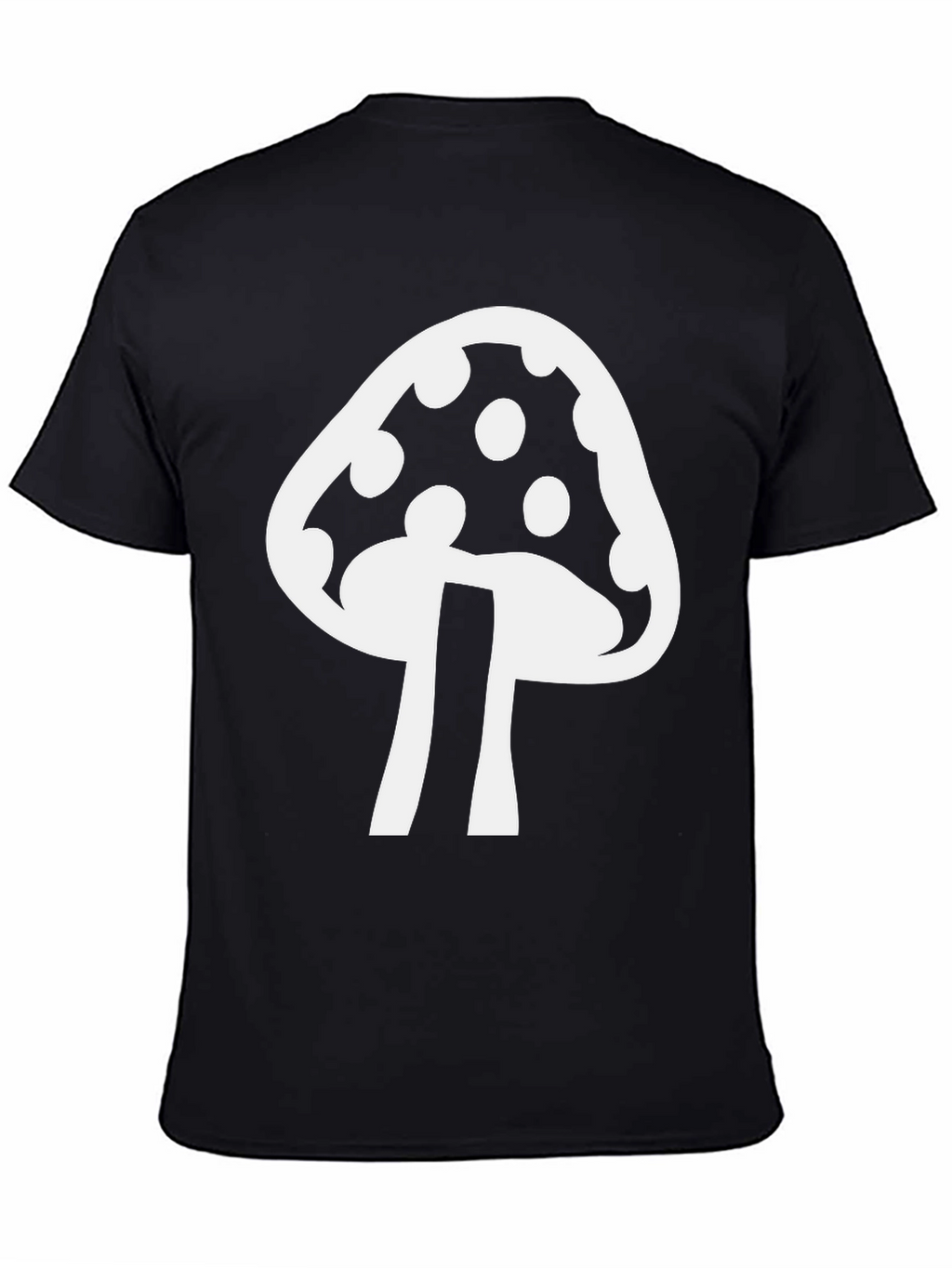 Mushroom Graphic T-Shirt - Black Cotton Blend Casual Tee