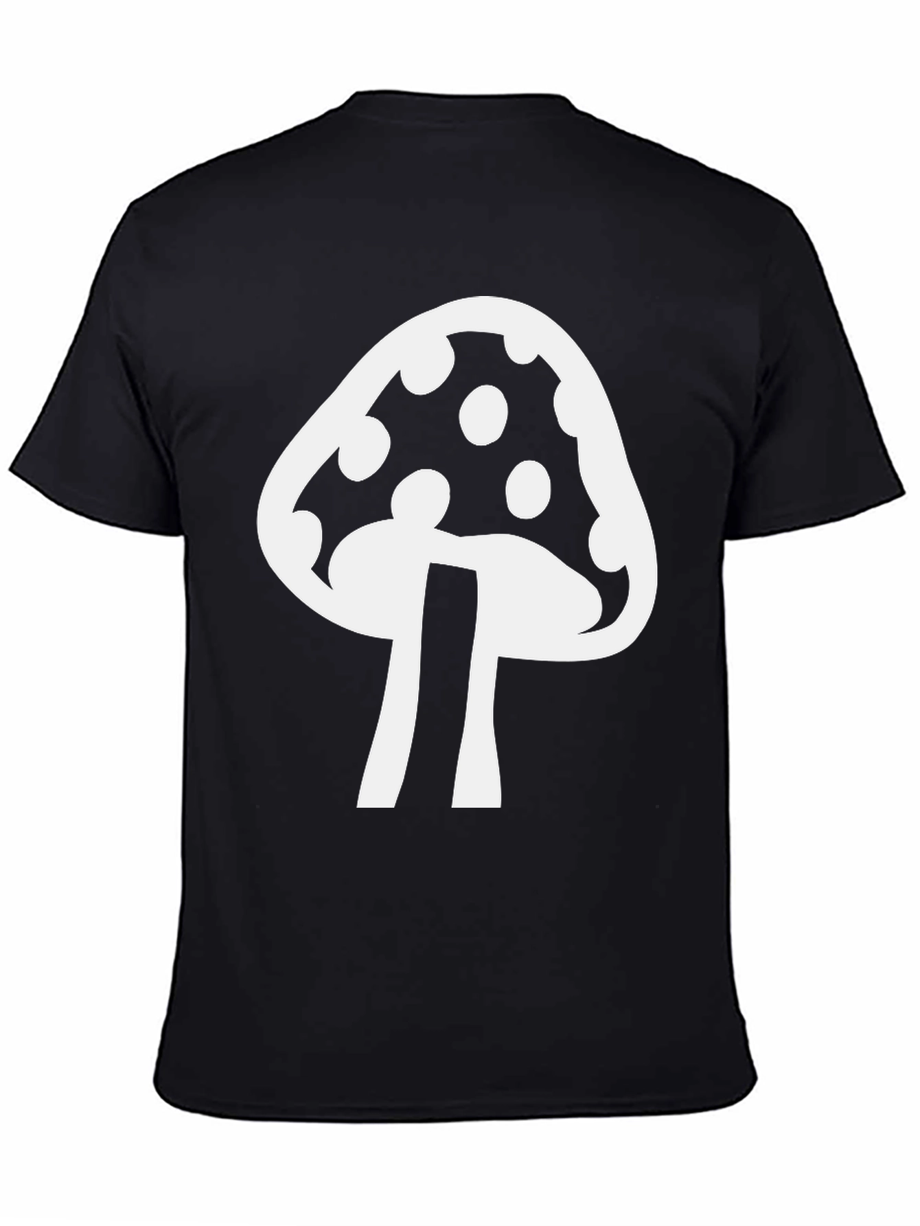 Mushroom Graphic T-Shirt - Black Cotton Blend Casual Tee