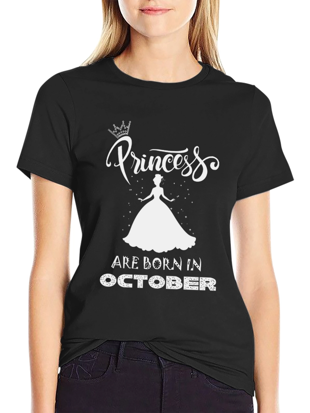 Princess Born in October Black T-Shirt