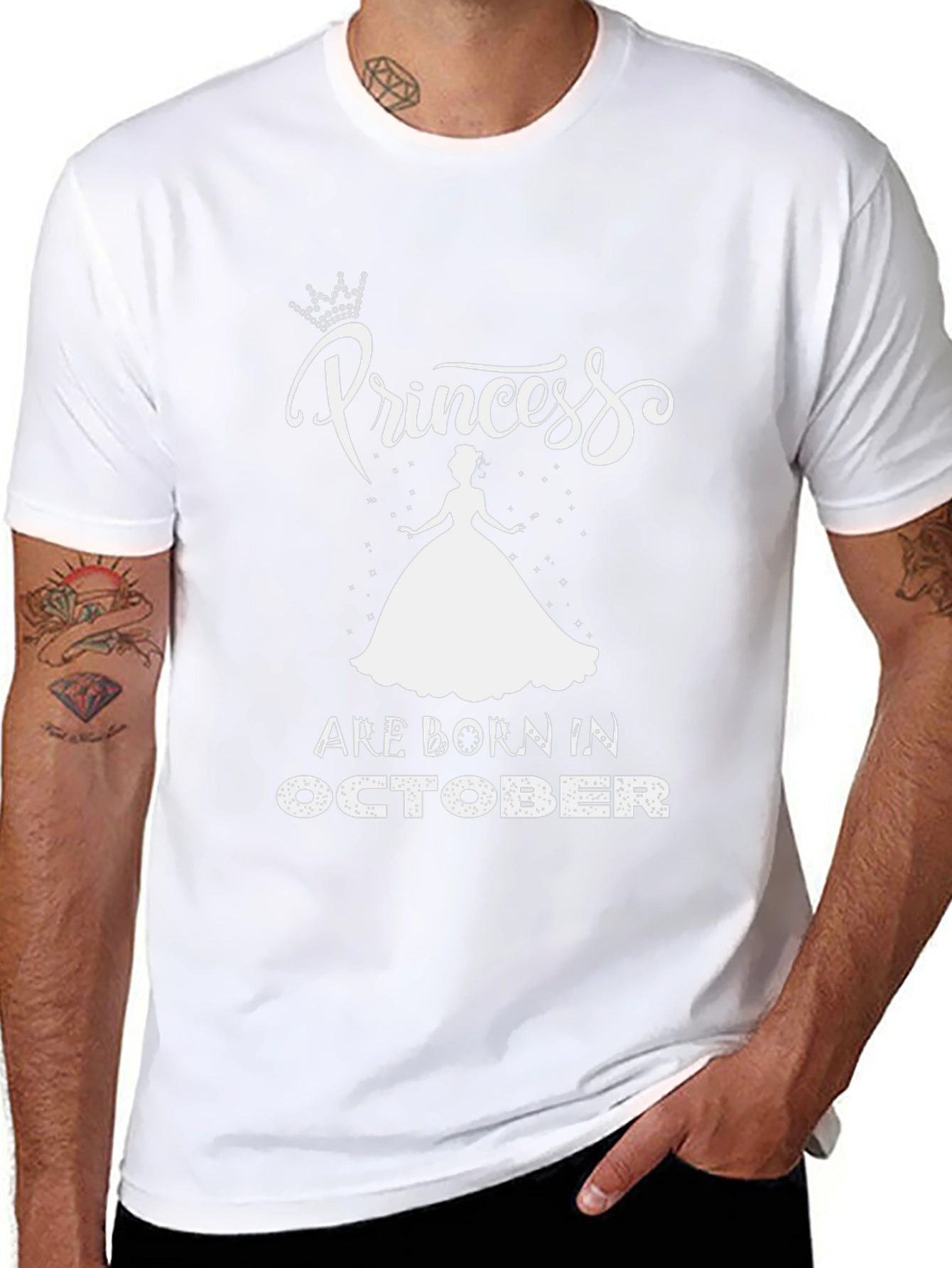Princess Born in October Black T-Shirt