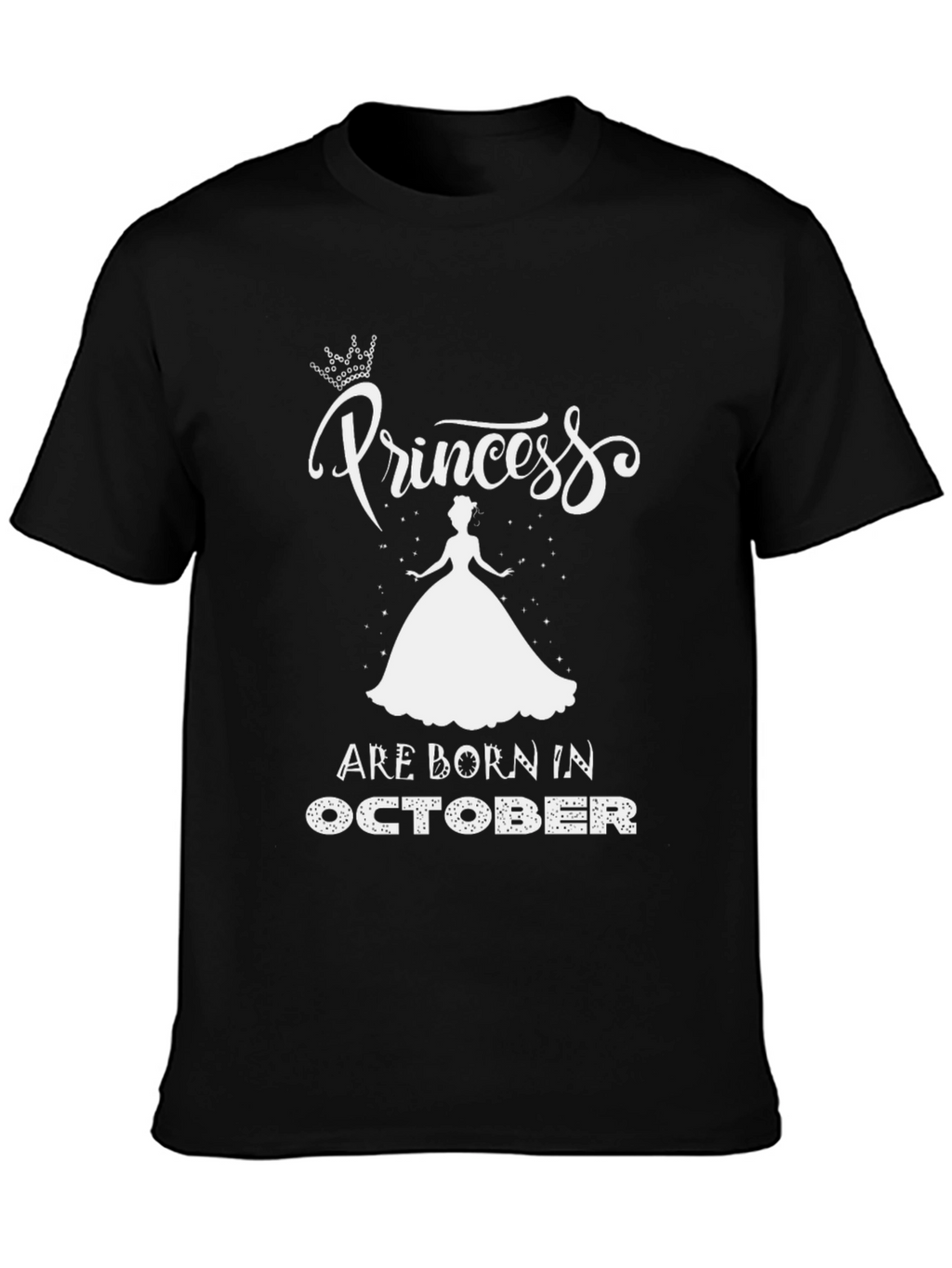 Princess Born in October Black T-Shirt