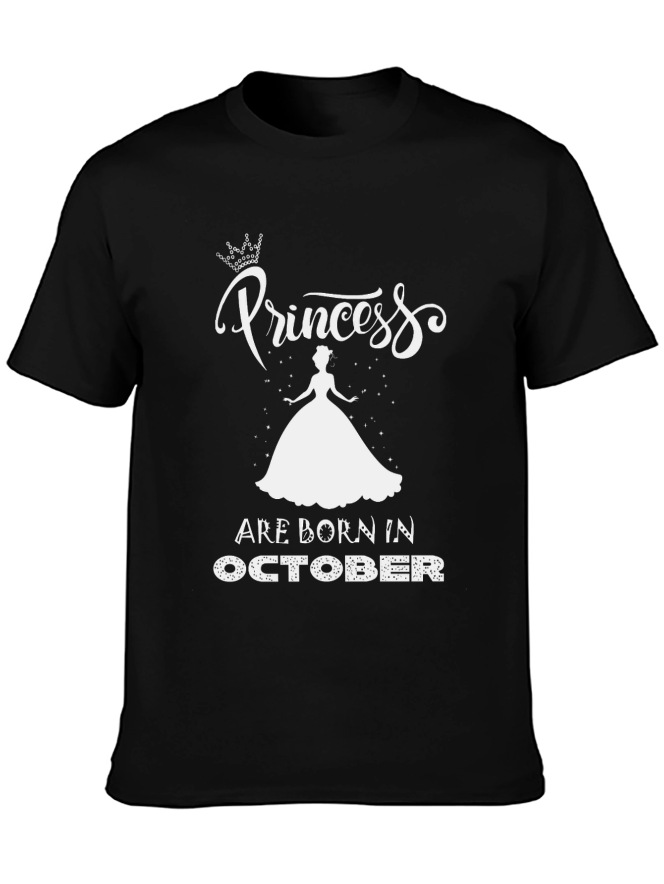 Princess Born in October Black T-Shirt