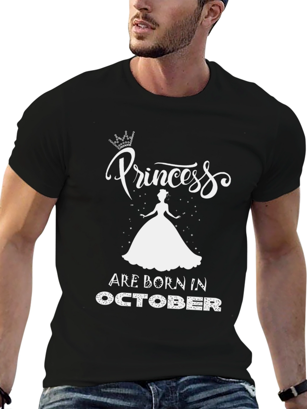 Princess Born in October Black T-Shirt