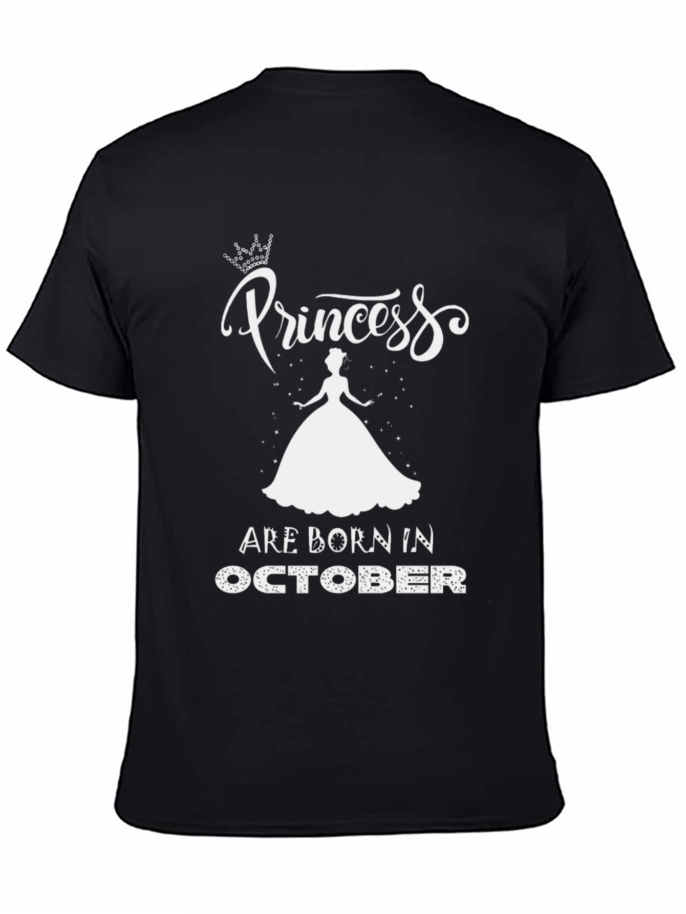 Princess Born in October Black T-Shirt