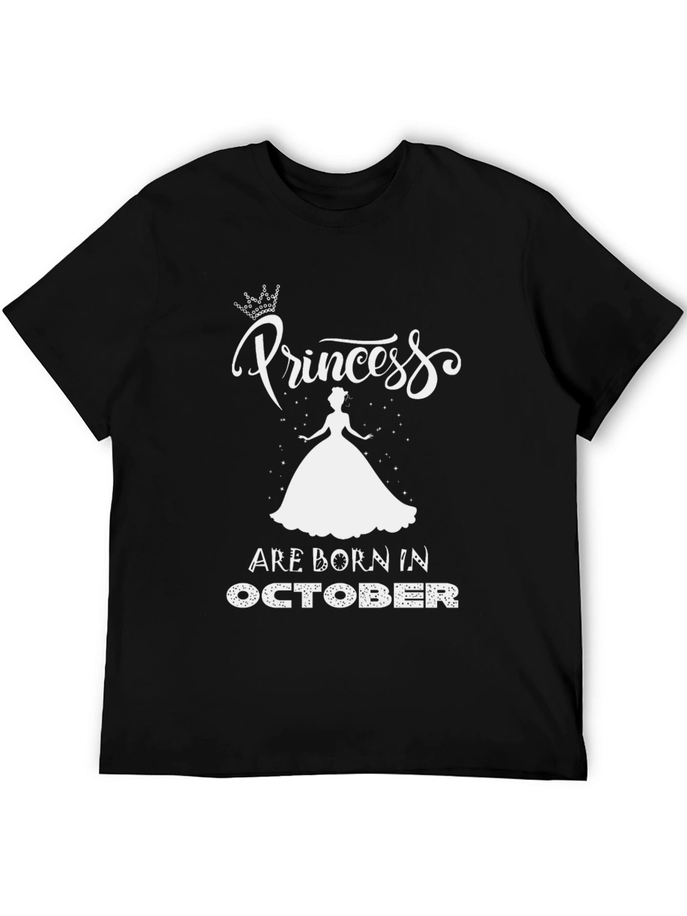Princess Born in October Black T-Shirt