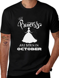 Princess Born in October Black T-Shirt