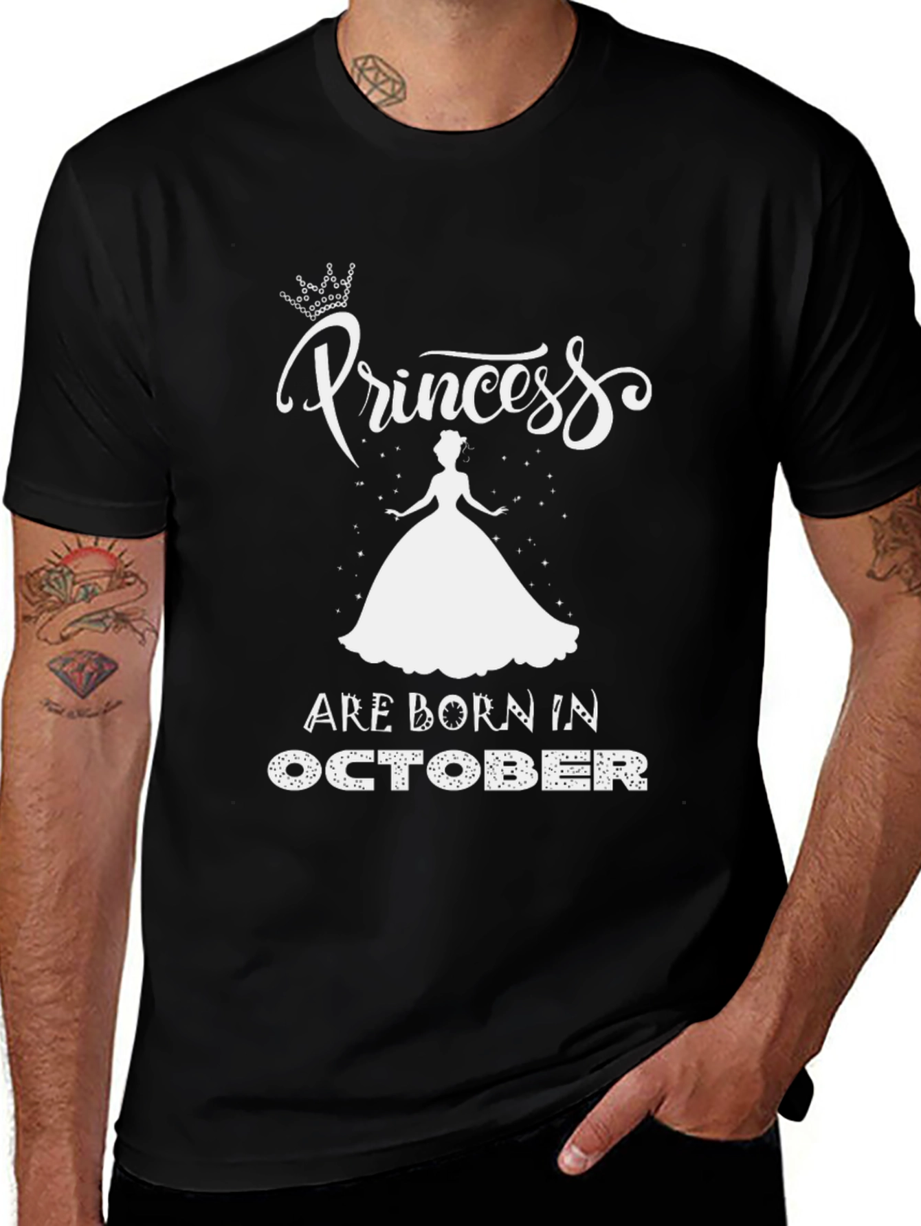 Princess Born in October Black T-Shirt