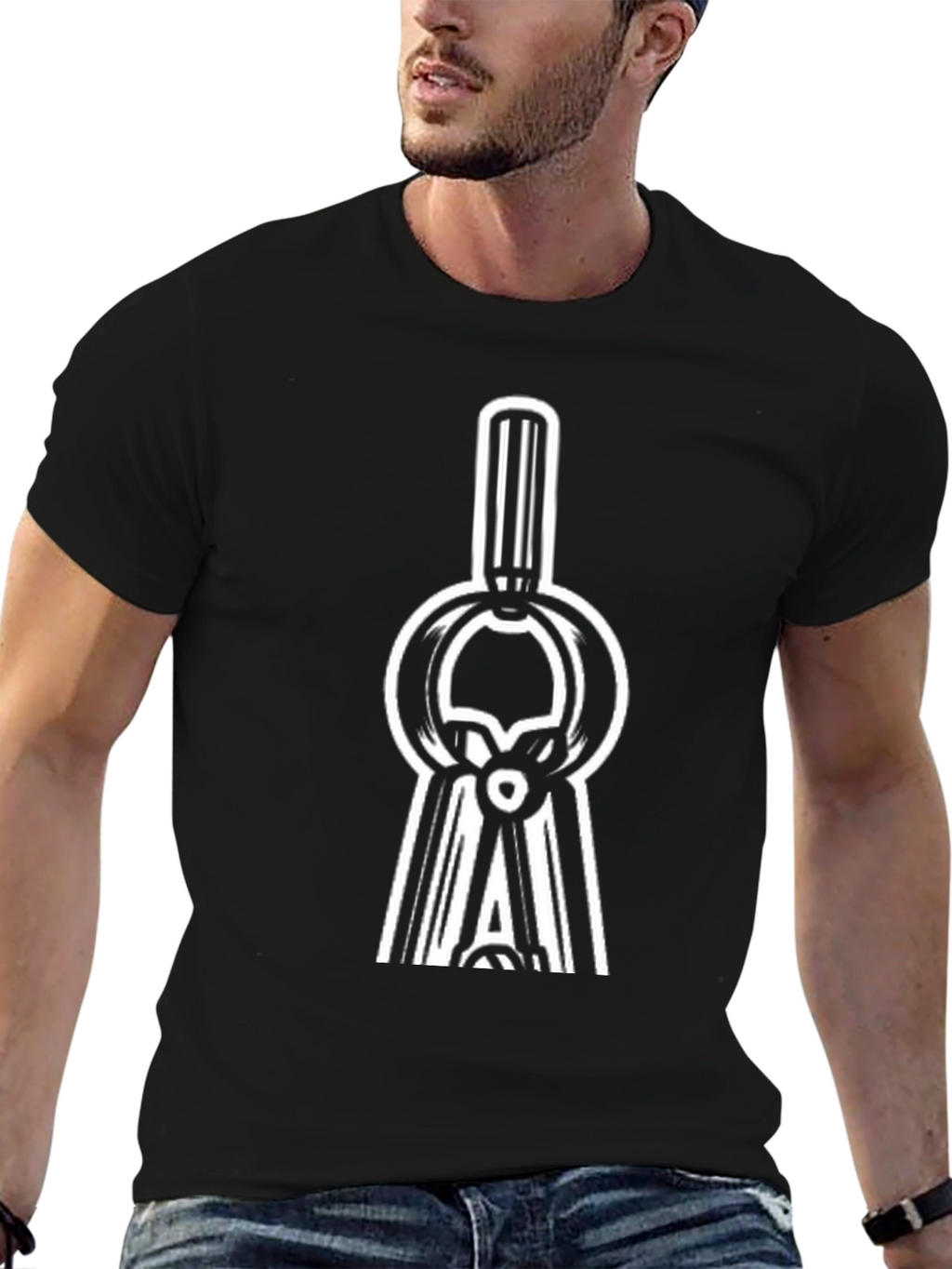 Unique Graphic Tee - Black T-Shirt with White Design