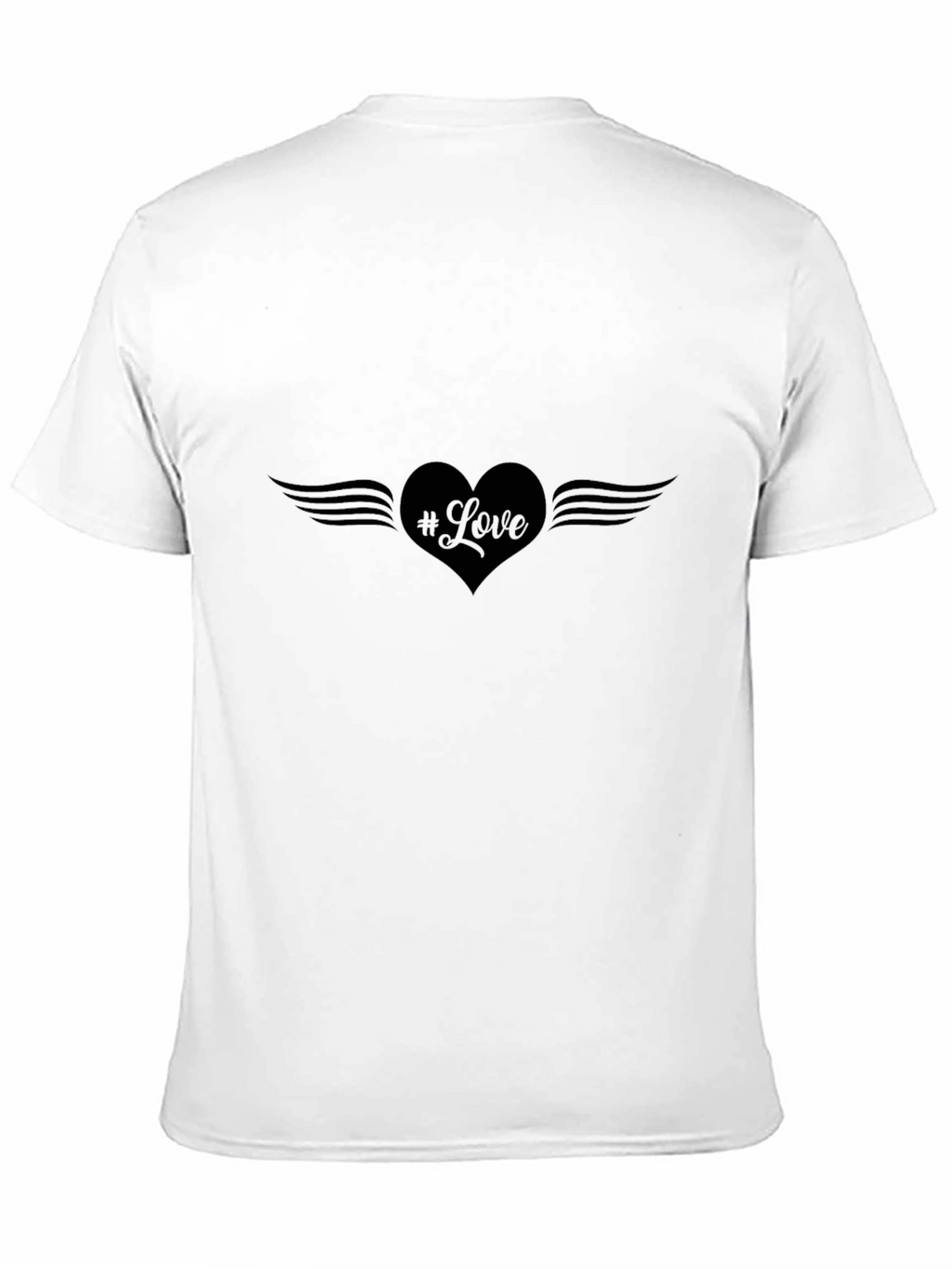 Love Heart Wings Mens Black T-Shirt