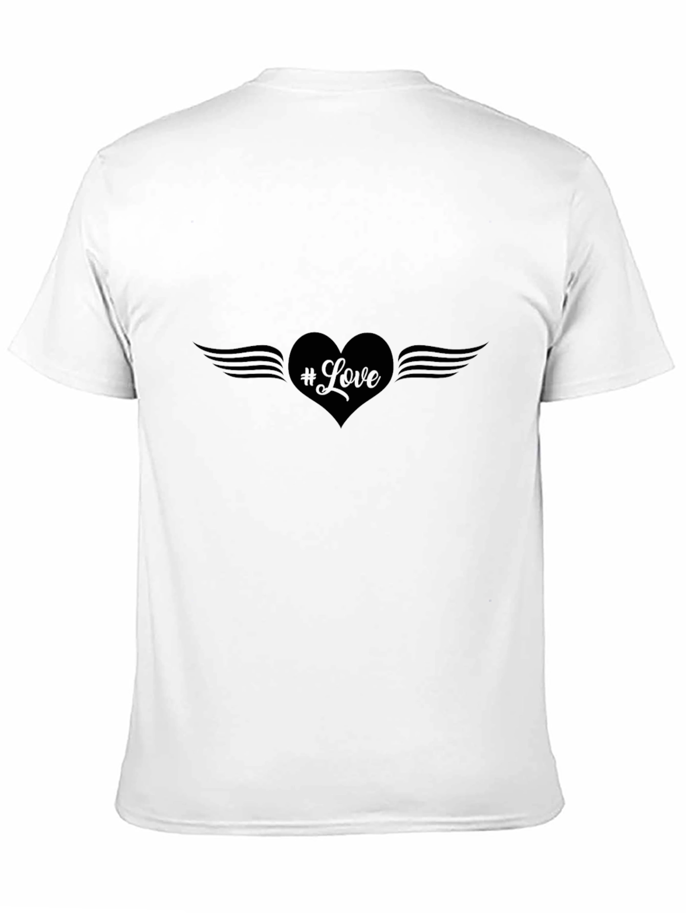 Love Heart Wings Mens Black T-Shirt
