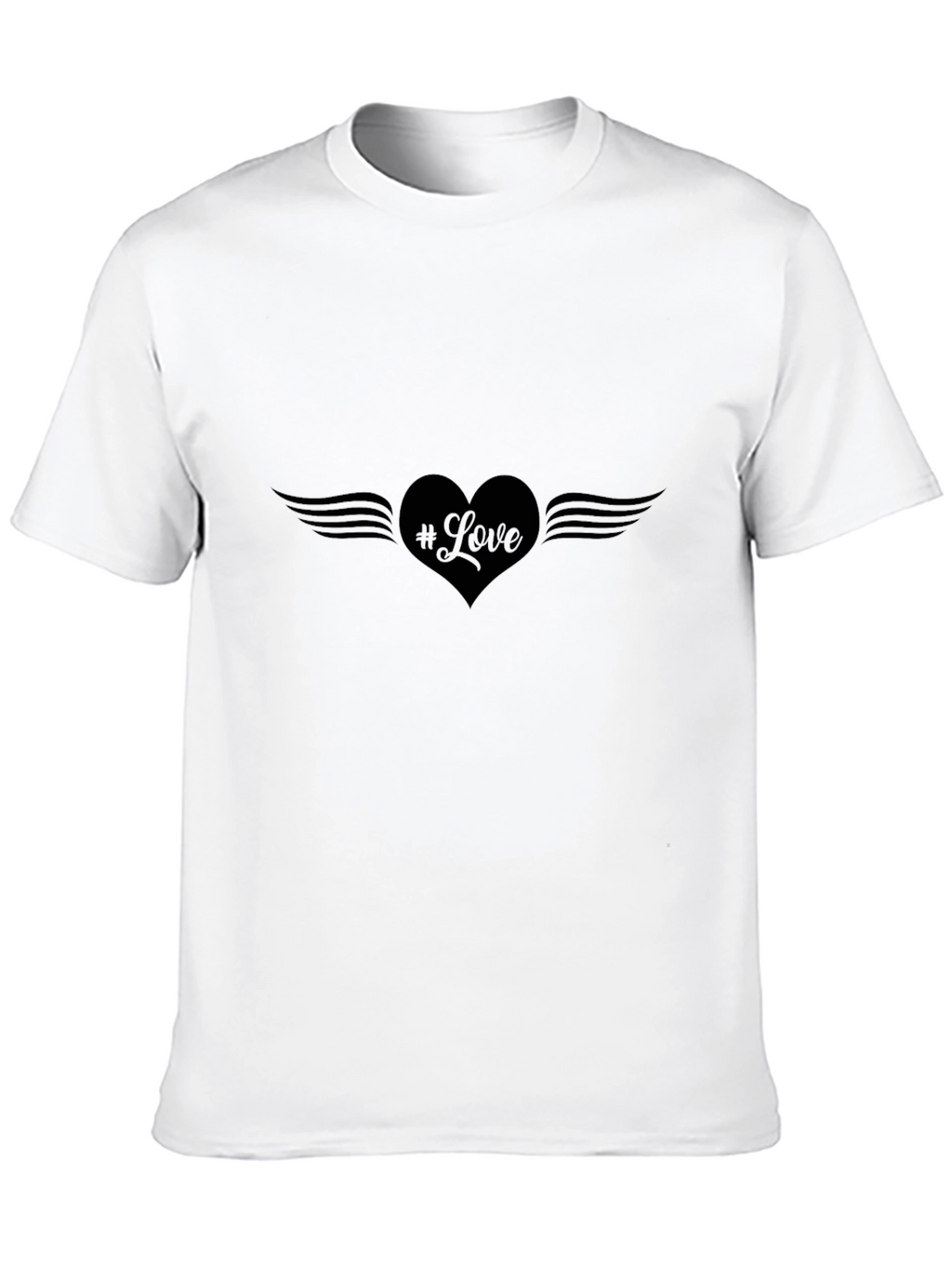 Love Heart Wings Mens Black T-Shirt