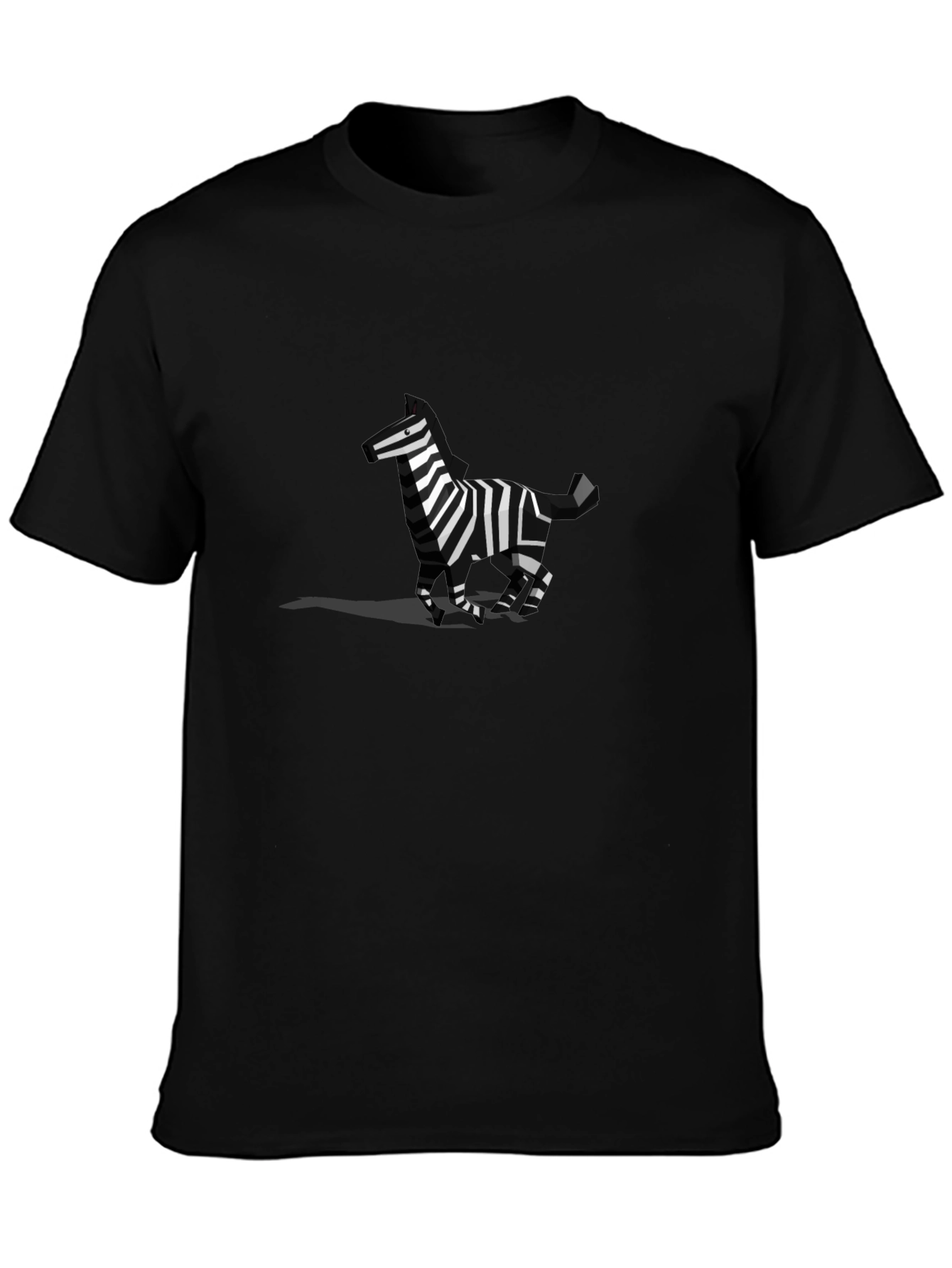 Geometric Zebra Graphic Tee - Black Cotton Blend