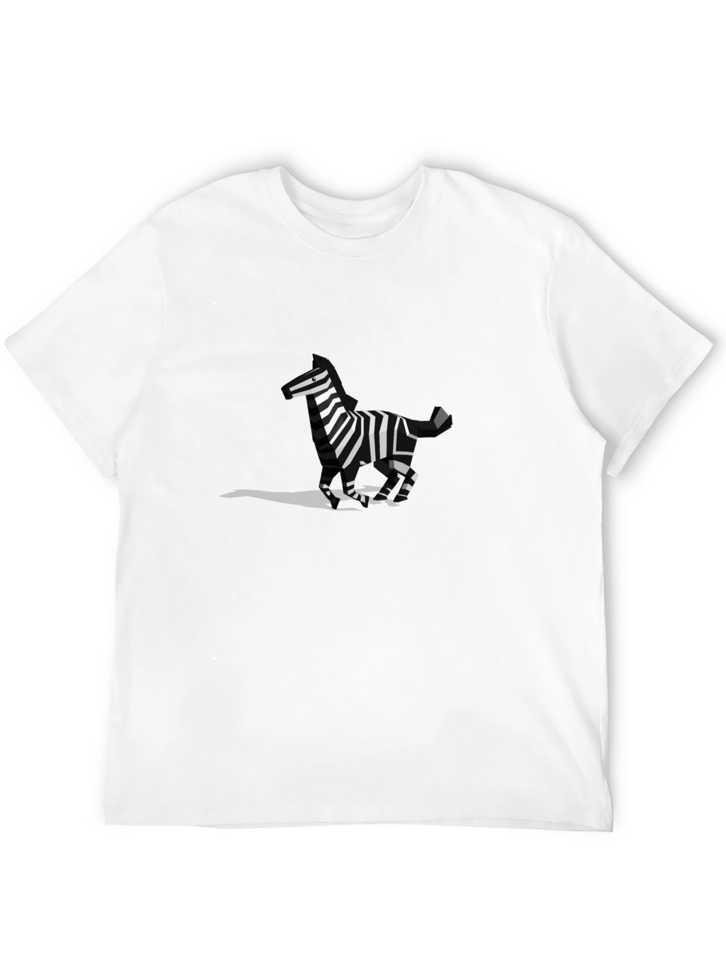 Geometric Zebra Graphic Tee - Black Cotton Blend