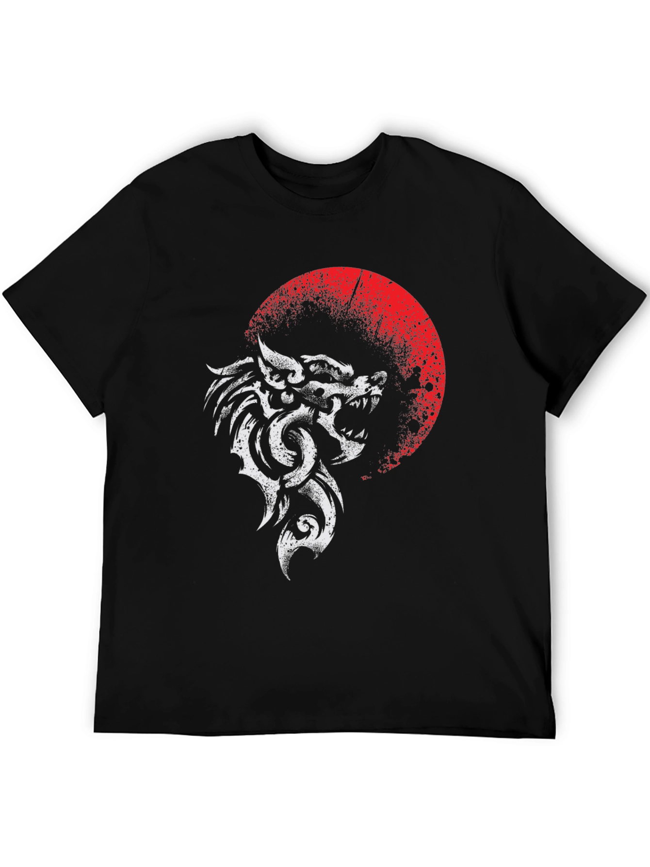 Wolf & Moon Graphic T-Shirt - Black