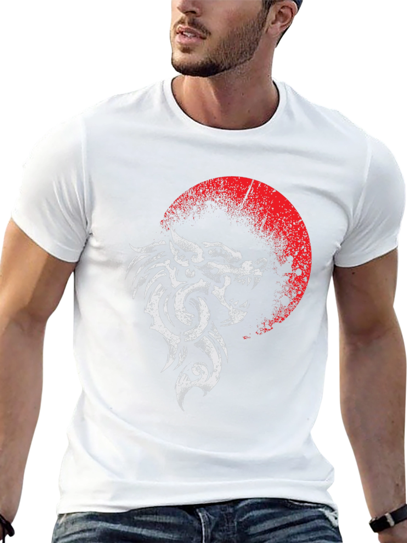 Wolf & Moon Graphic T-Shirt - Black