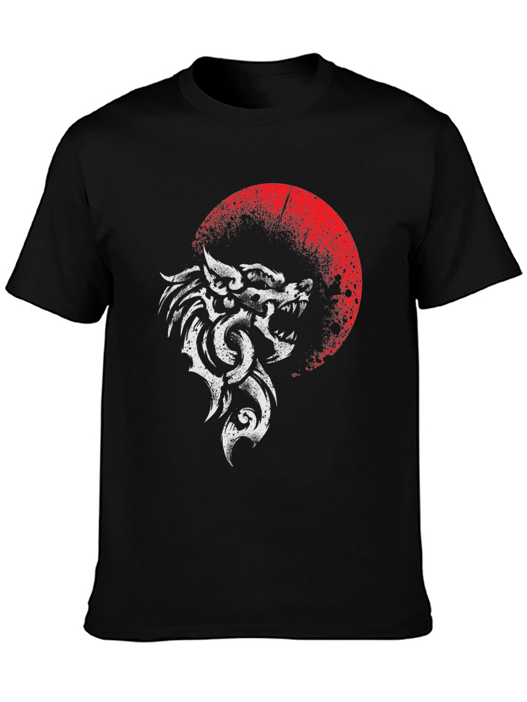 Wolf & Moon Graphic T-Shirt - Black