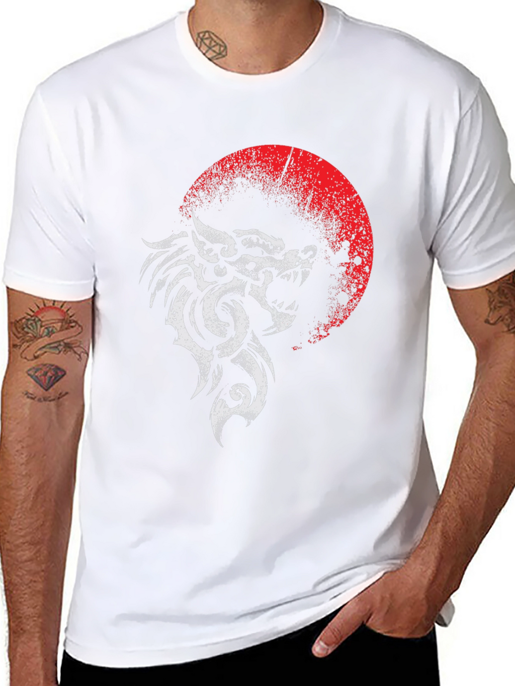 Wolf & Moon Graphic T-Shirt - Black