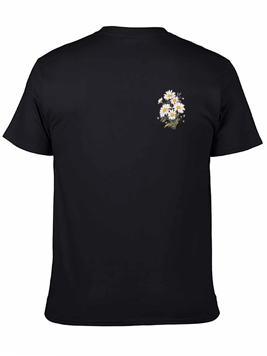 Black T-Shirt with Daisy Graphic