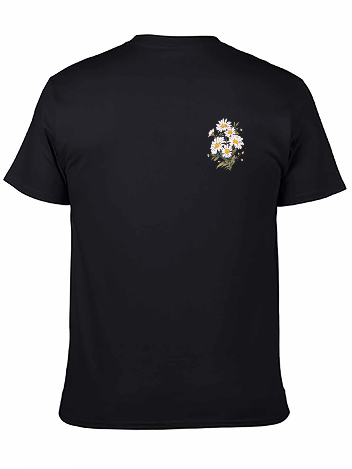Black T-Shirt with Daisy Graphic
