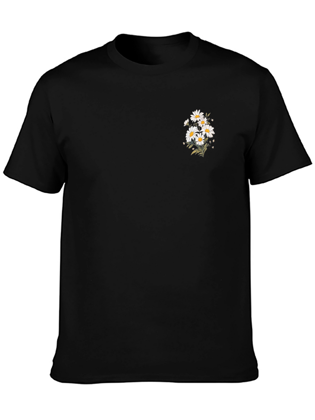 Black T-Shirt with Daisy Graphic